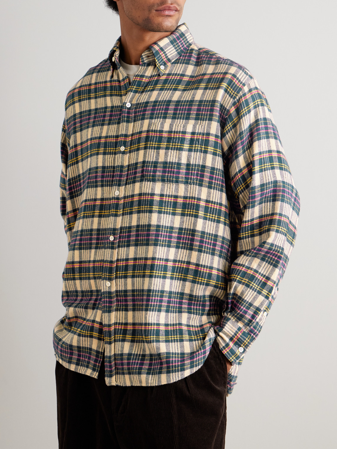 Beams Checked Cotton-flannel Shirt In Multi