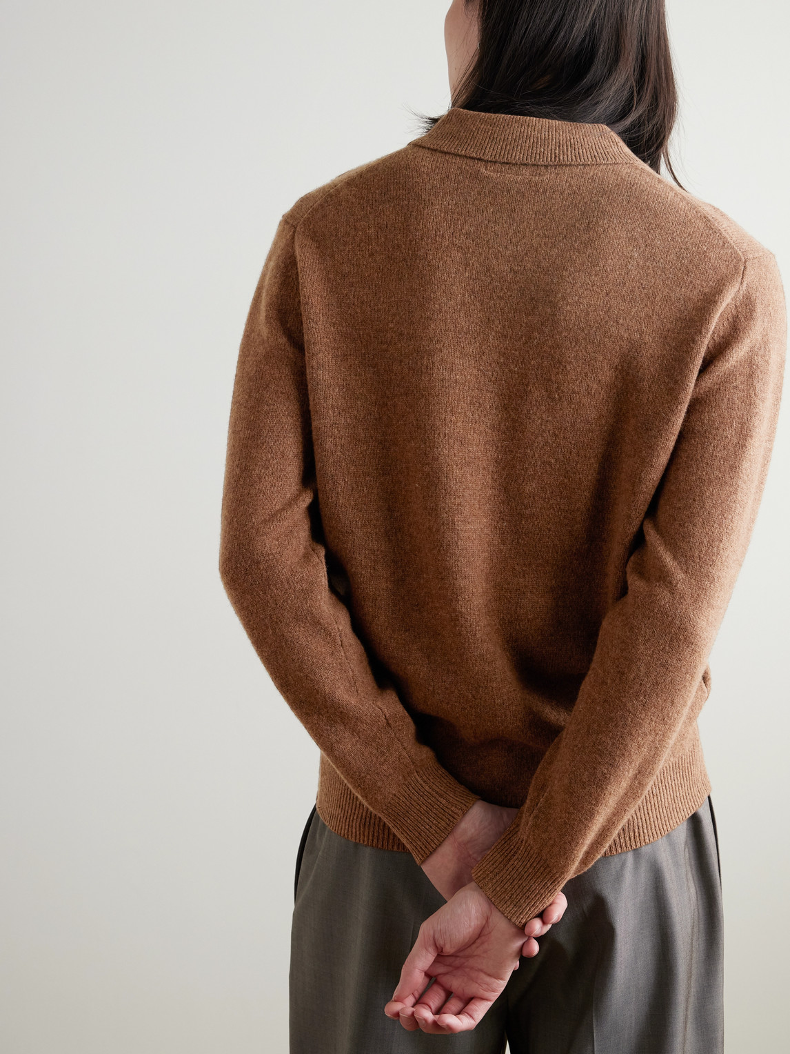  Beams Plus - Wool Polo Shirt - Men - Brown - S 