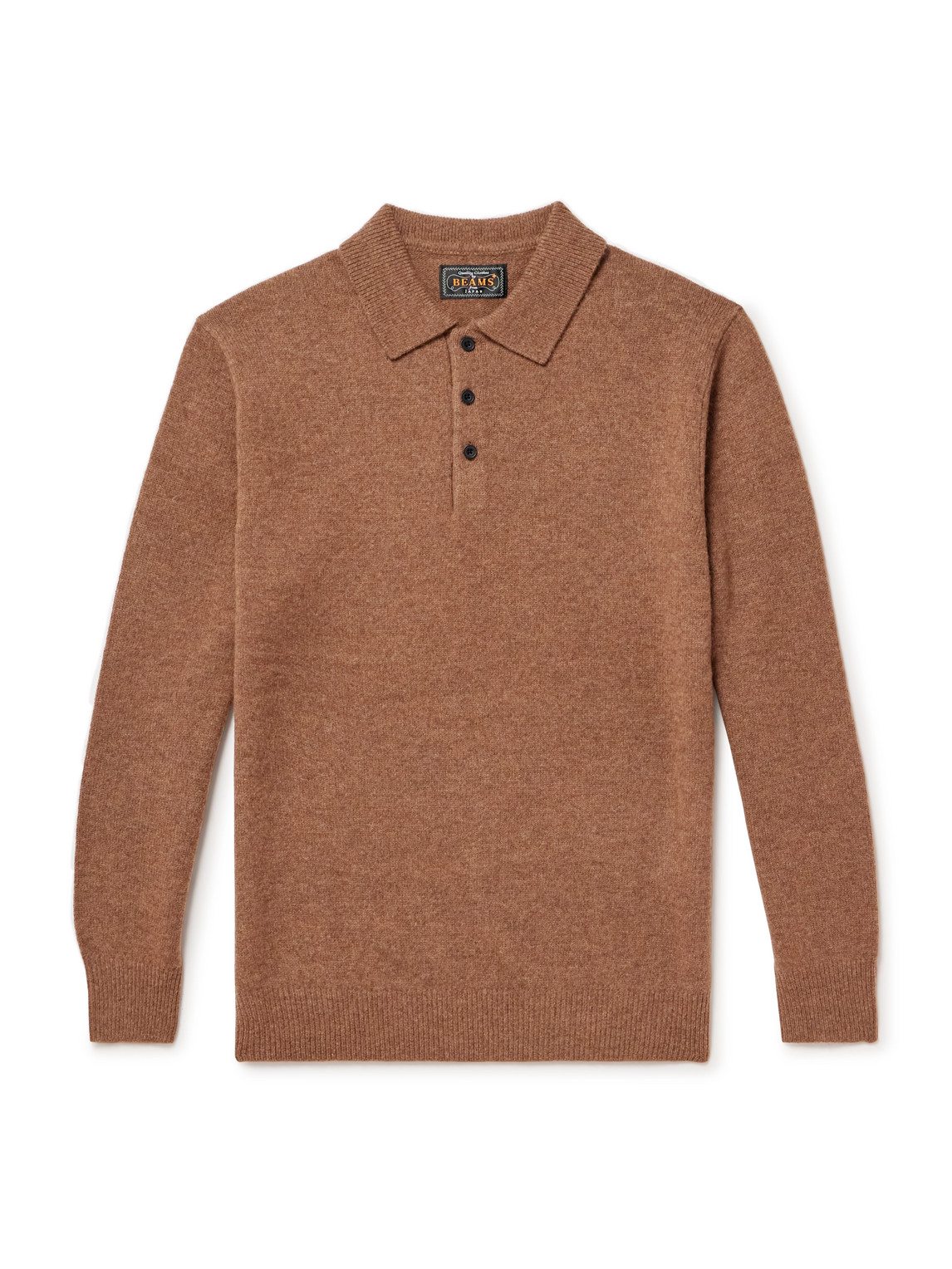 Beams Wool Polo Shirt In Brown