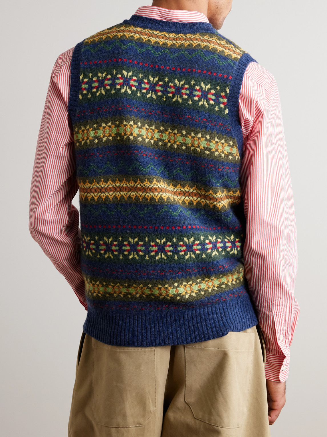  Beams Plus - Fair Isle Wool-blend Sweater Vest - Men - Blue - M 