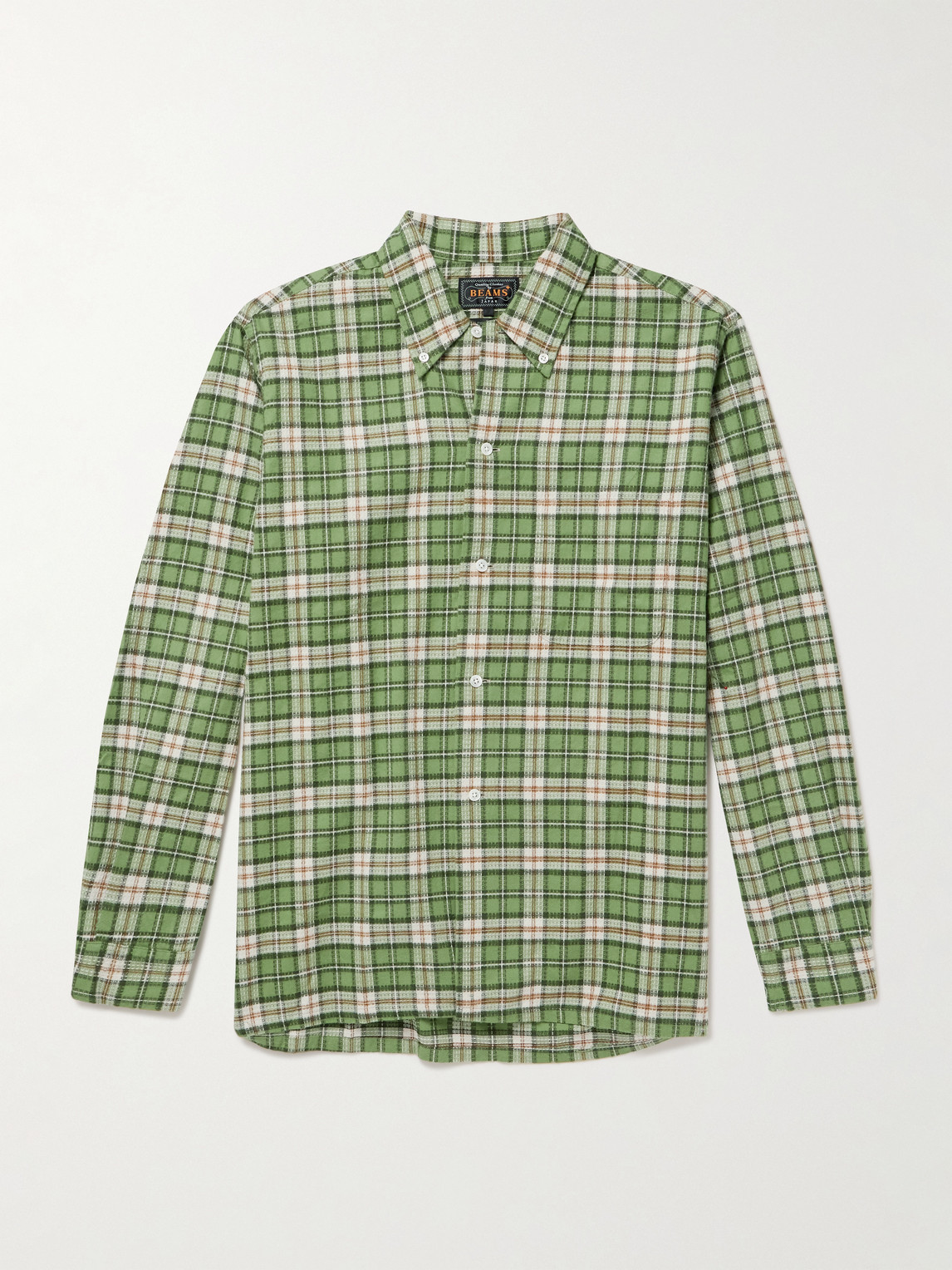 Beams Plus Button-Down Collar Checked Cotton-Dobby Shirten