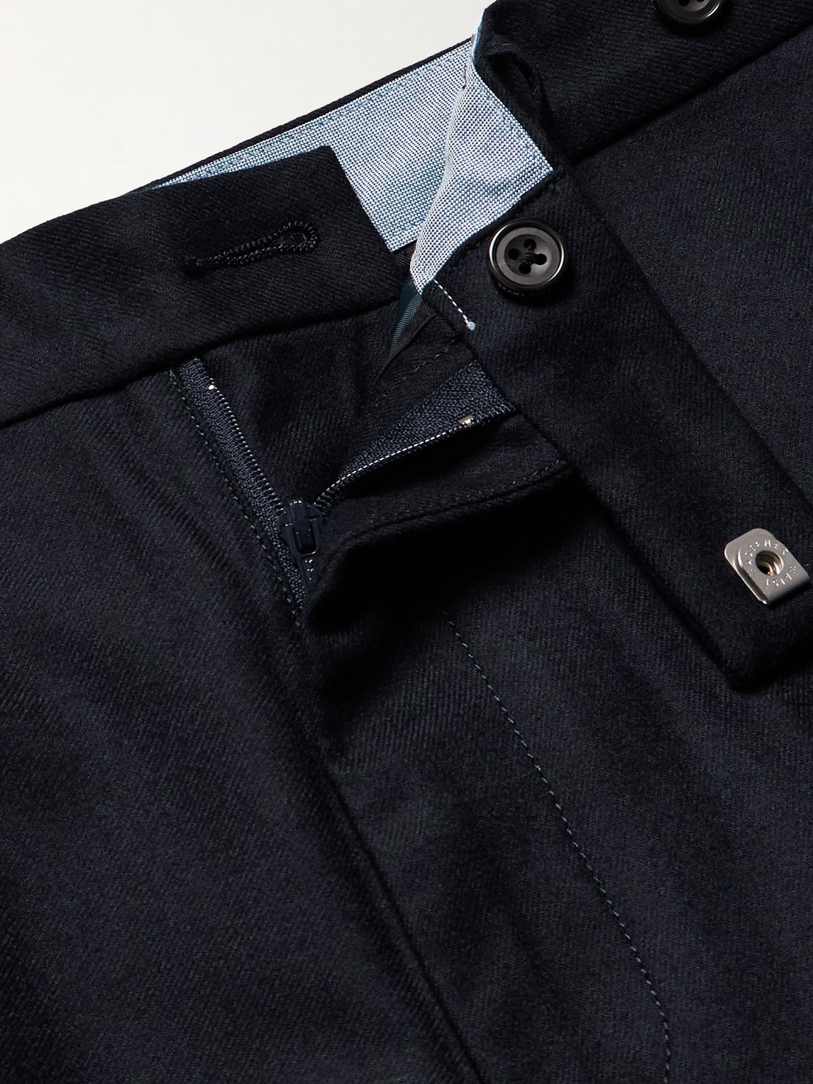 Beams Ivy Cropped Tapered Brushed Wool-blend Twill Suit Trousers In Blue