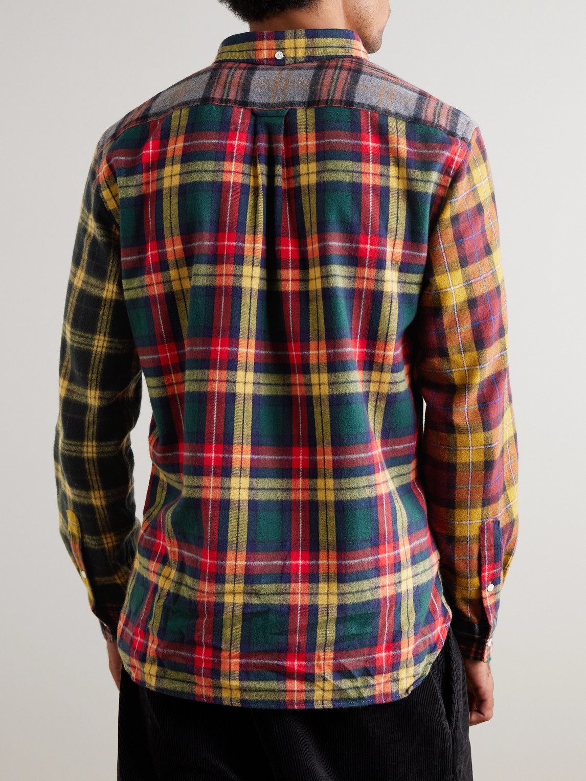 Beams Patchwork Checked Cotton-flannel Shirt In Multi