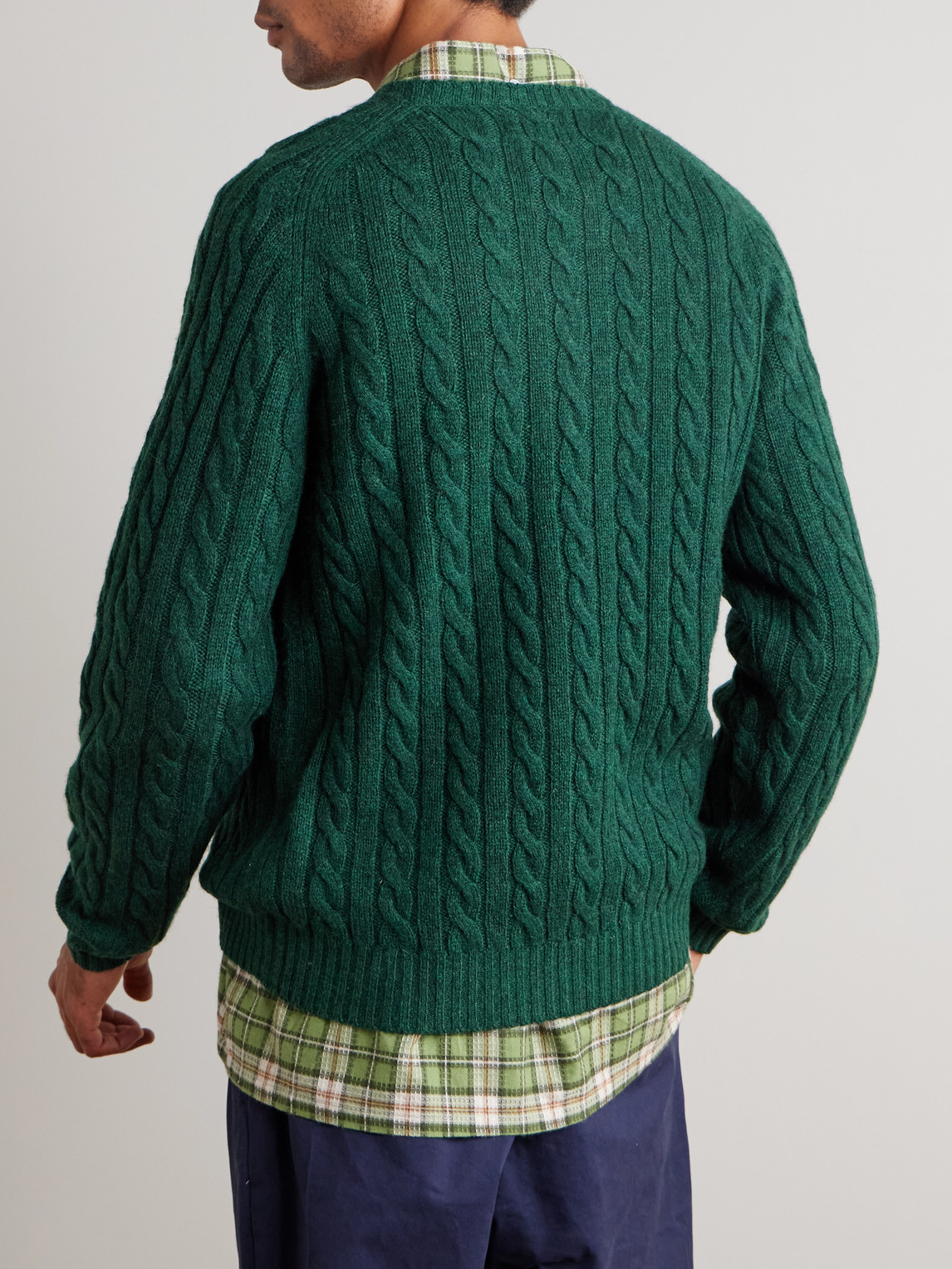  Beams Plus - Cable-knit Wool Sweater - Men - Green - Xl 