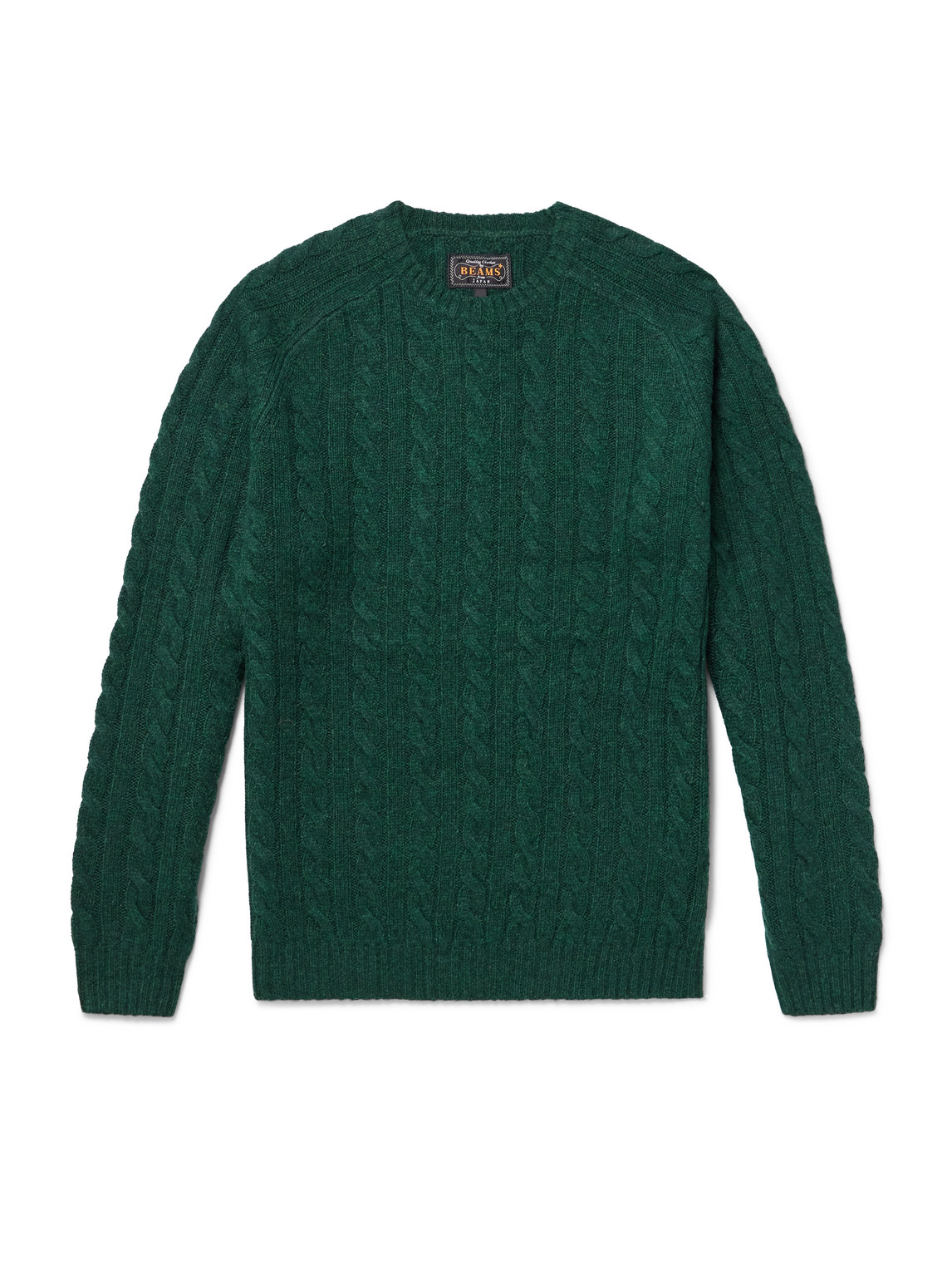 Beams Cable-knit Wool Sweater In Green