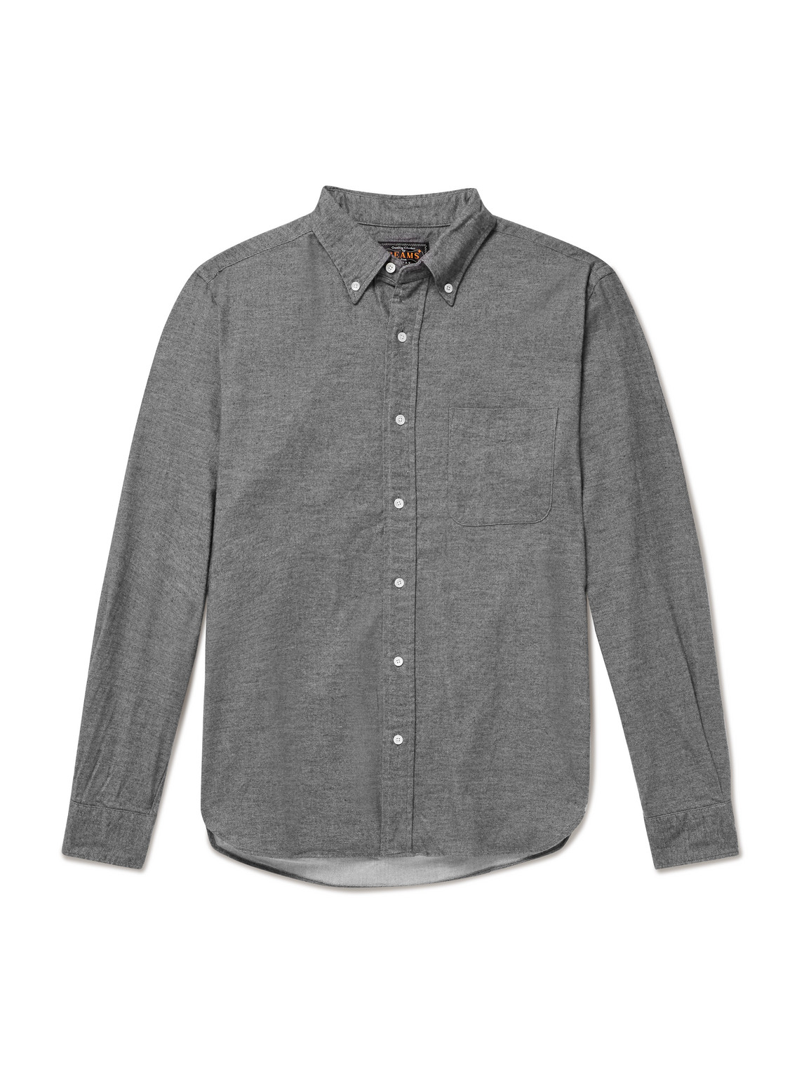Beams Button-down Collar Cotton-flannel Shirt In Gray