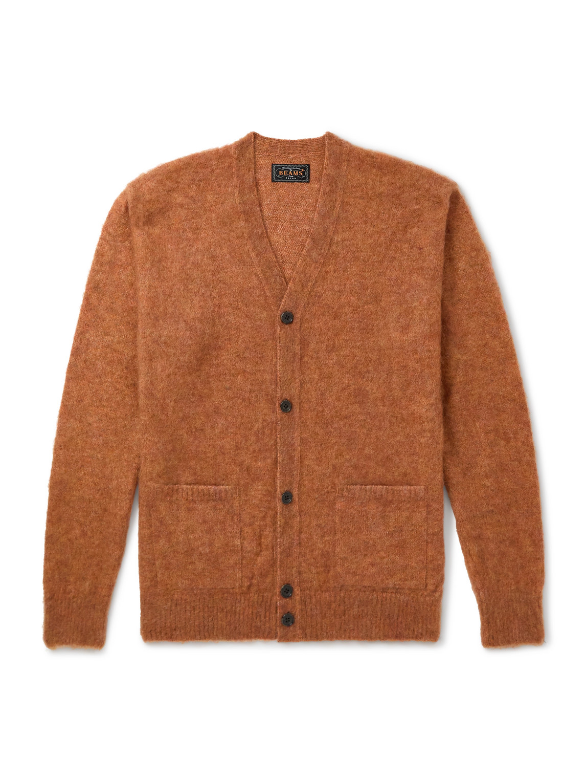 Beams Mohair-blend Cardigan In Orange