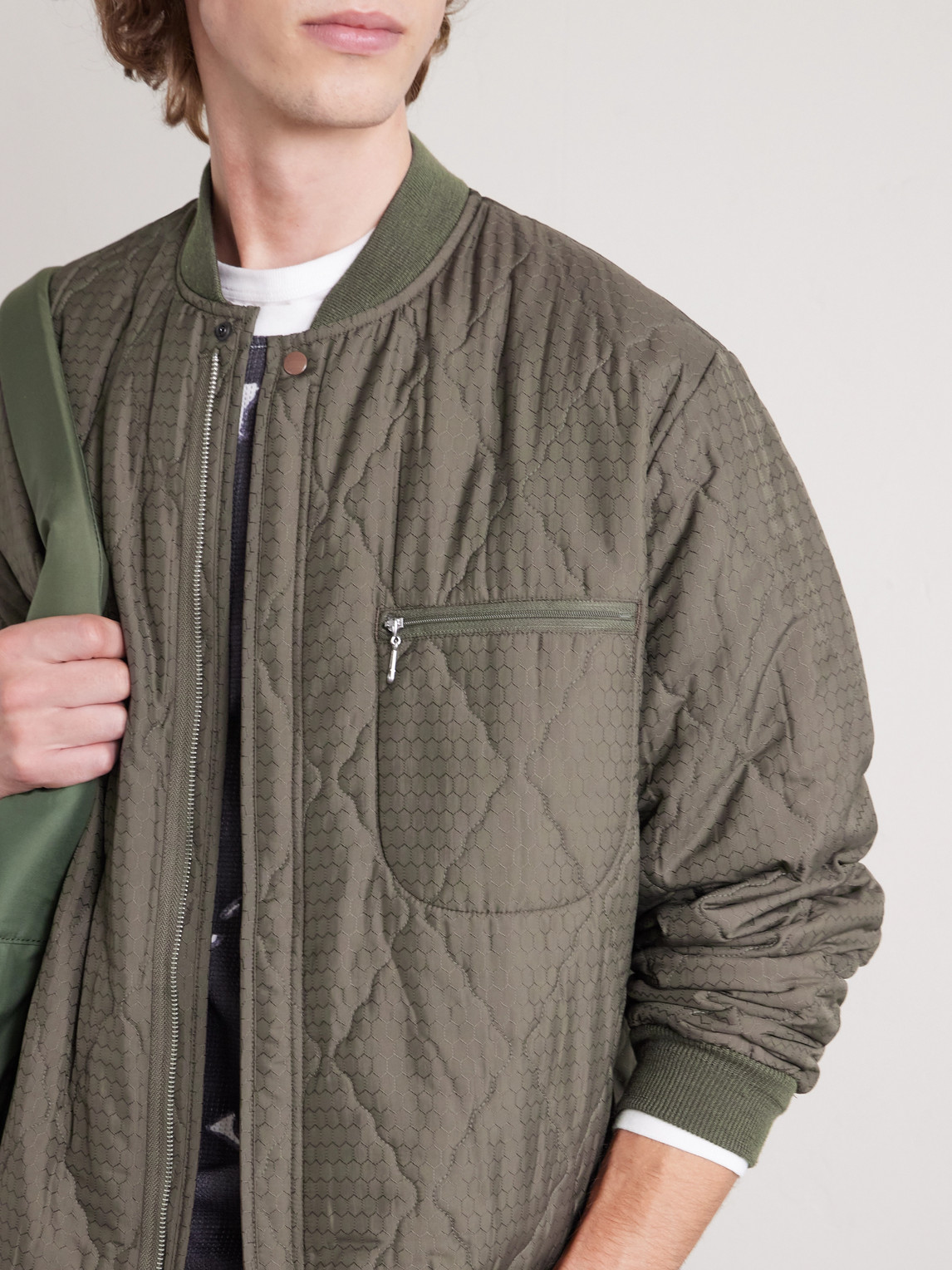  Beams Plus - Quilted Blouson Jacket - Men - Green - S 