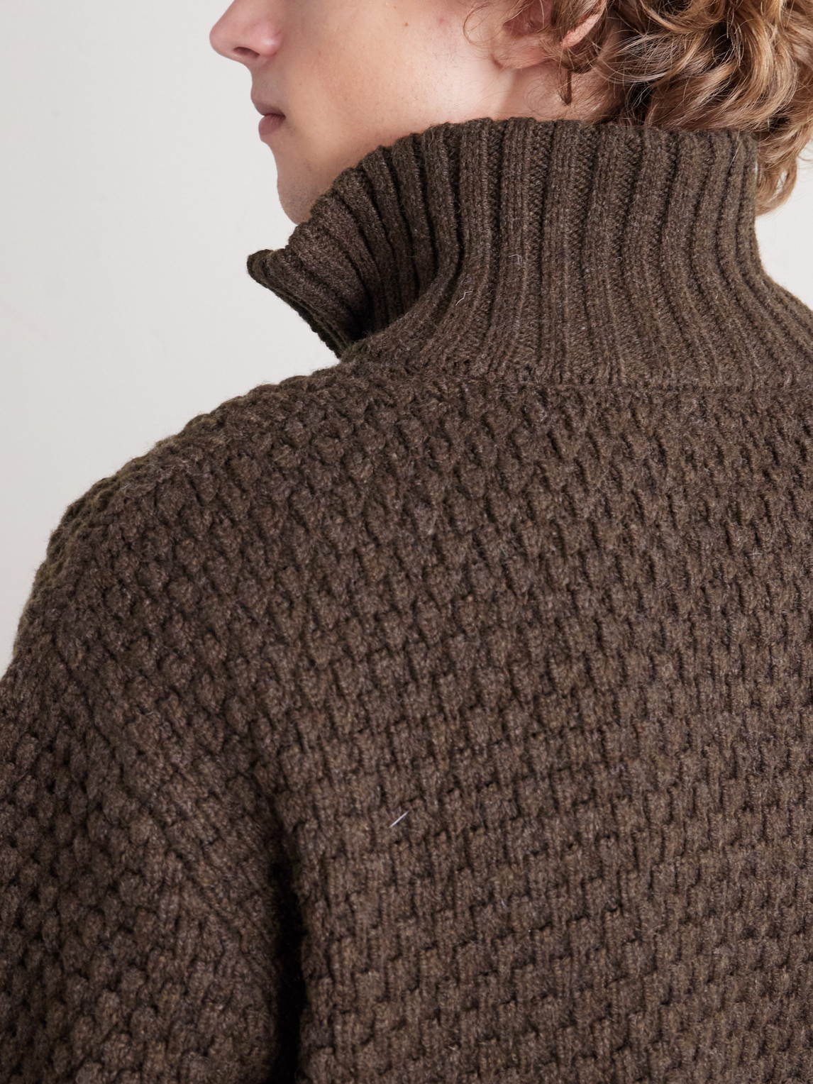  Beams Plus - Zip-up Wool Sweater - Men - Brown - M 