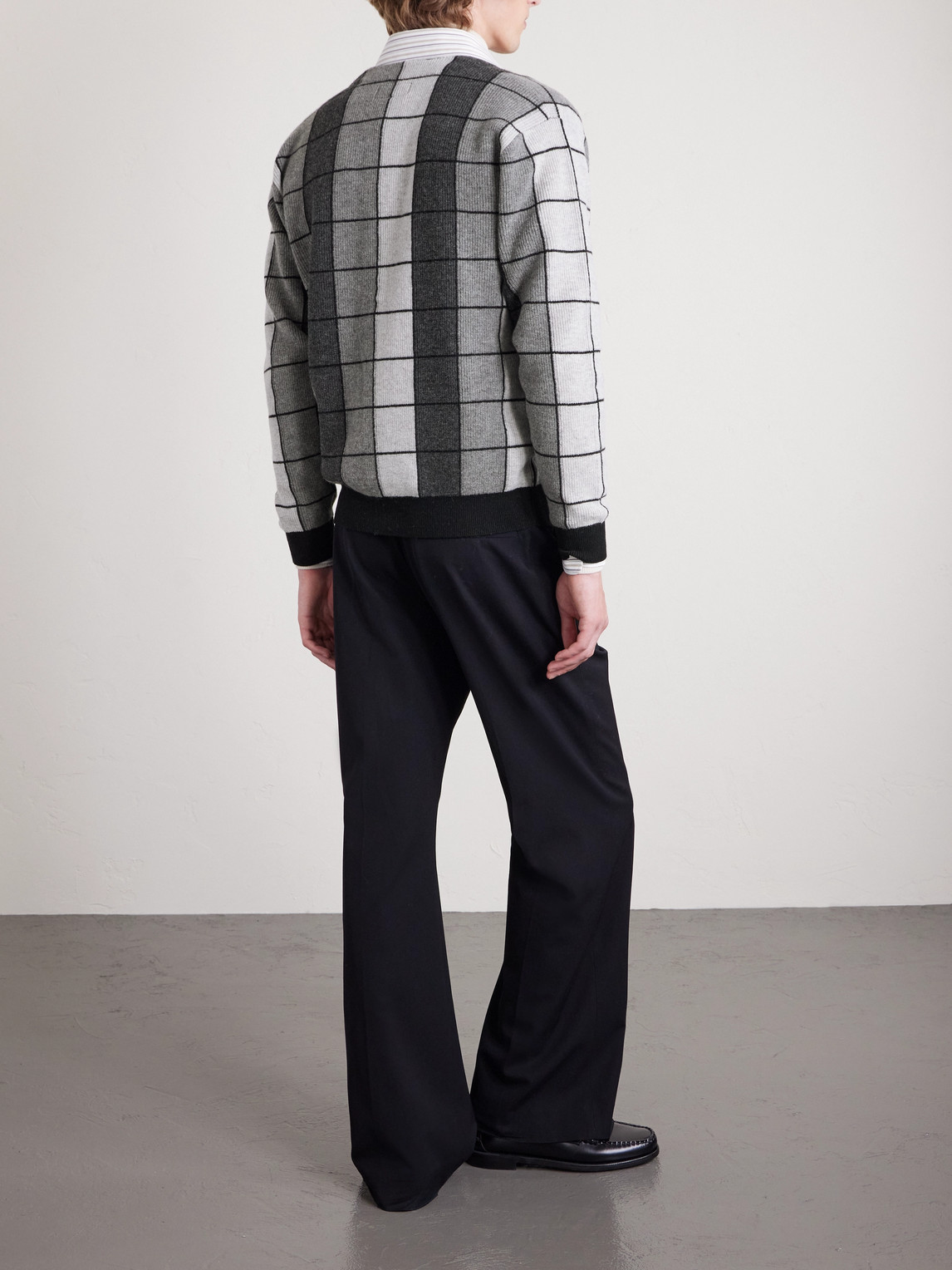  Beams Plus - Checked Wool Cardigan - Men - Black - S 