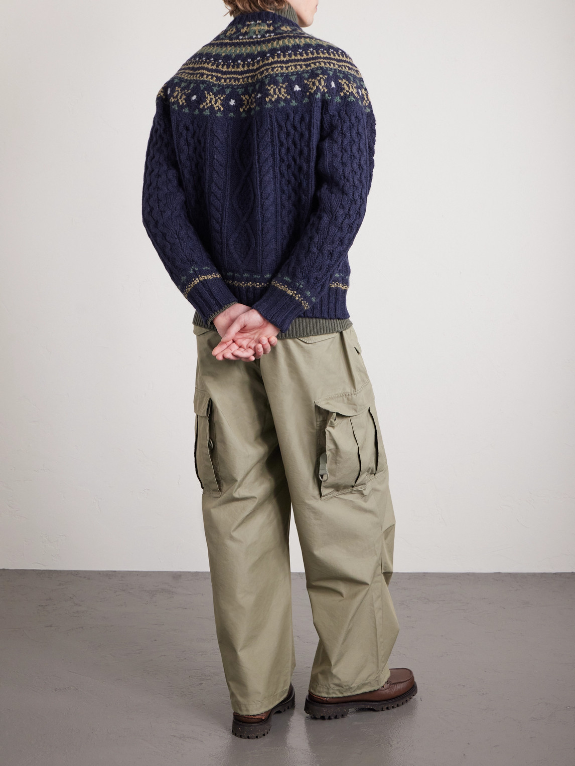  Beams Plus - Cable-knit Wool Sweater - Men - Blue - S 