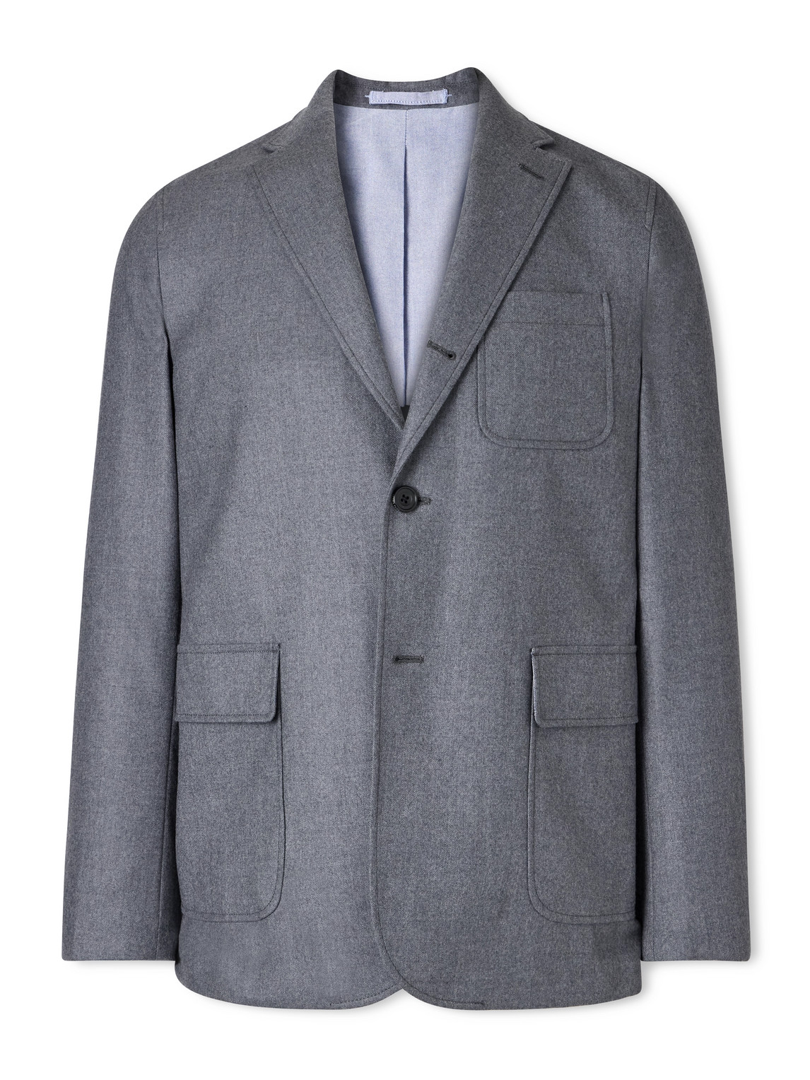 Beams Wool-blend Flannel Blazer In Grey