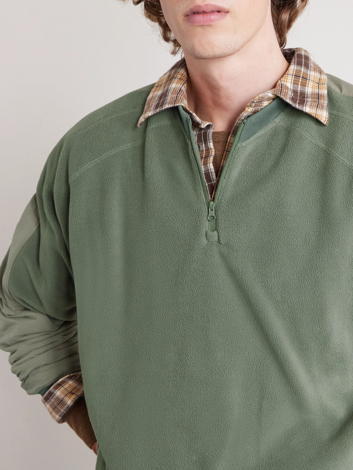  Beams Plus - Half-zip Fleece Sweater - Men - Green - S 