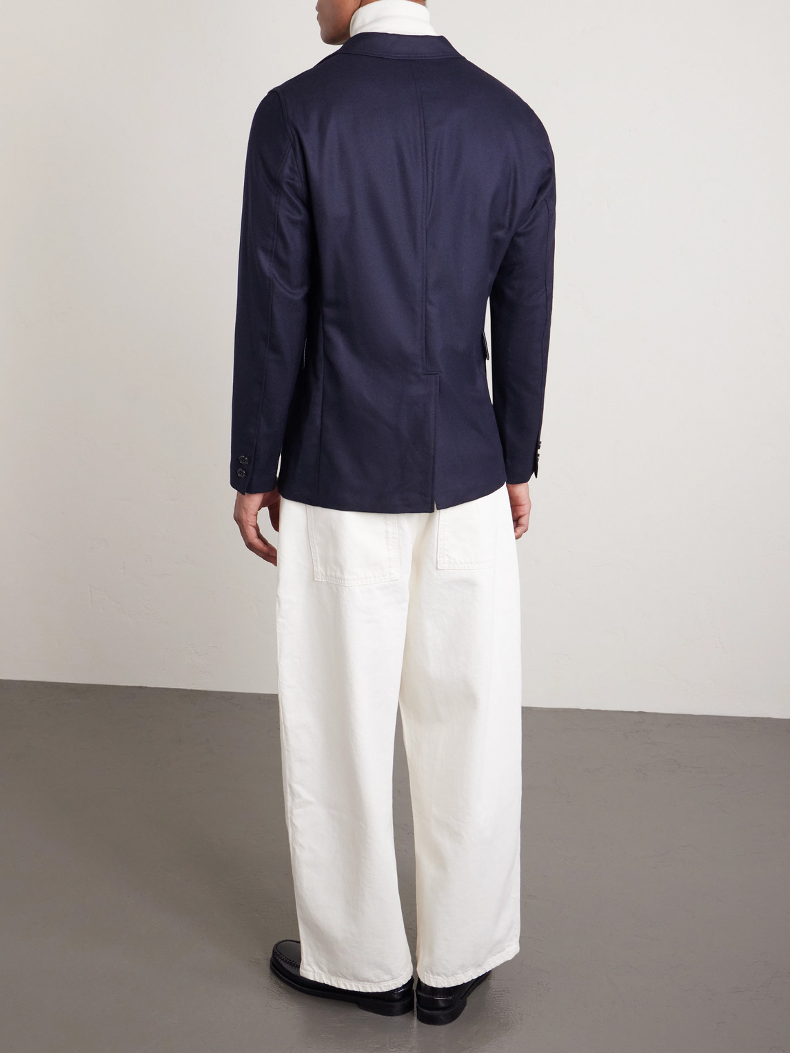 Beams Wool-blend Flannel Blazer In Blue