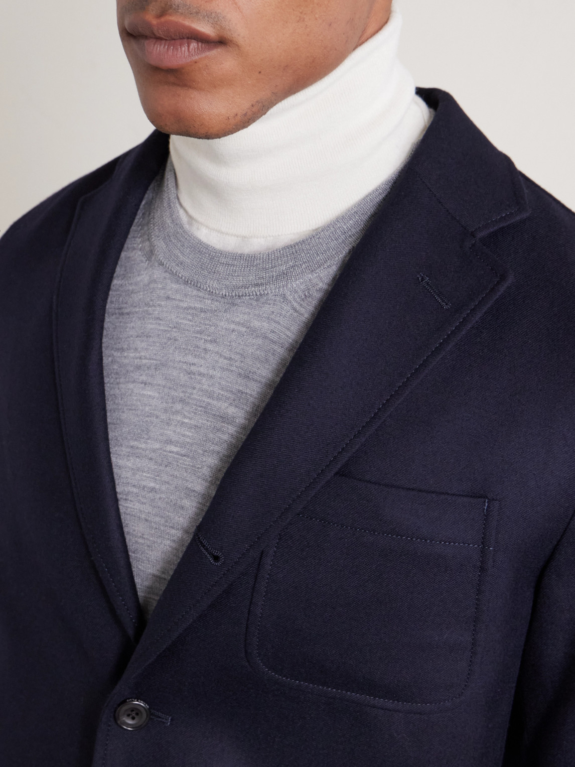 Beams Wool-blend Flannel Blazer In Blue