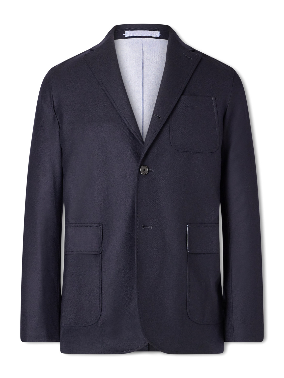 Beams Wool-blend Flannel Blazer In Blue