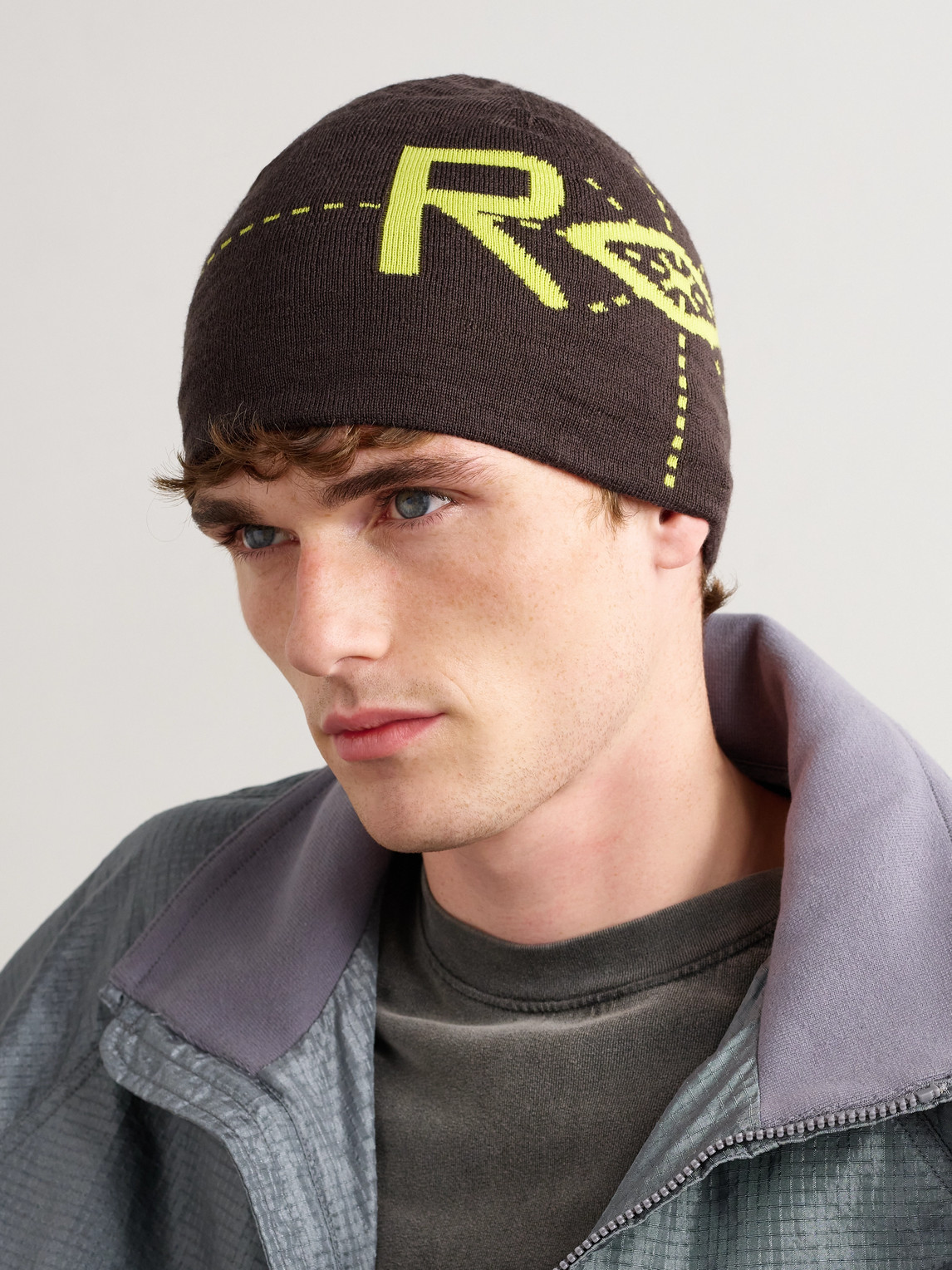 Dial Jacquard-Knit Virgin Wool-Blend Beanie — 2