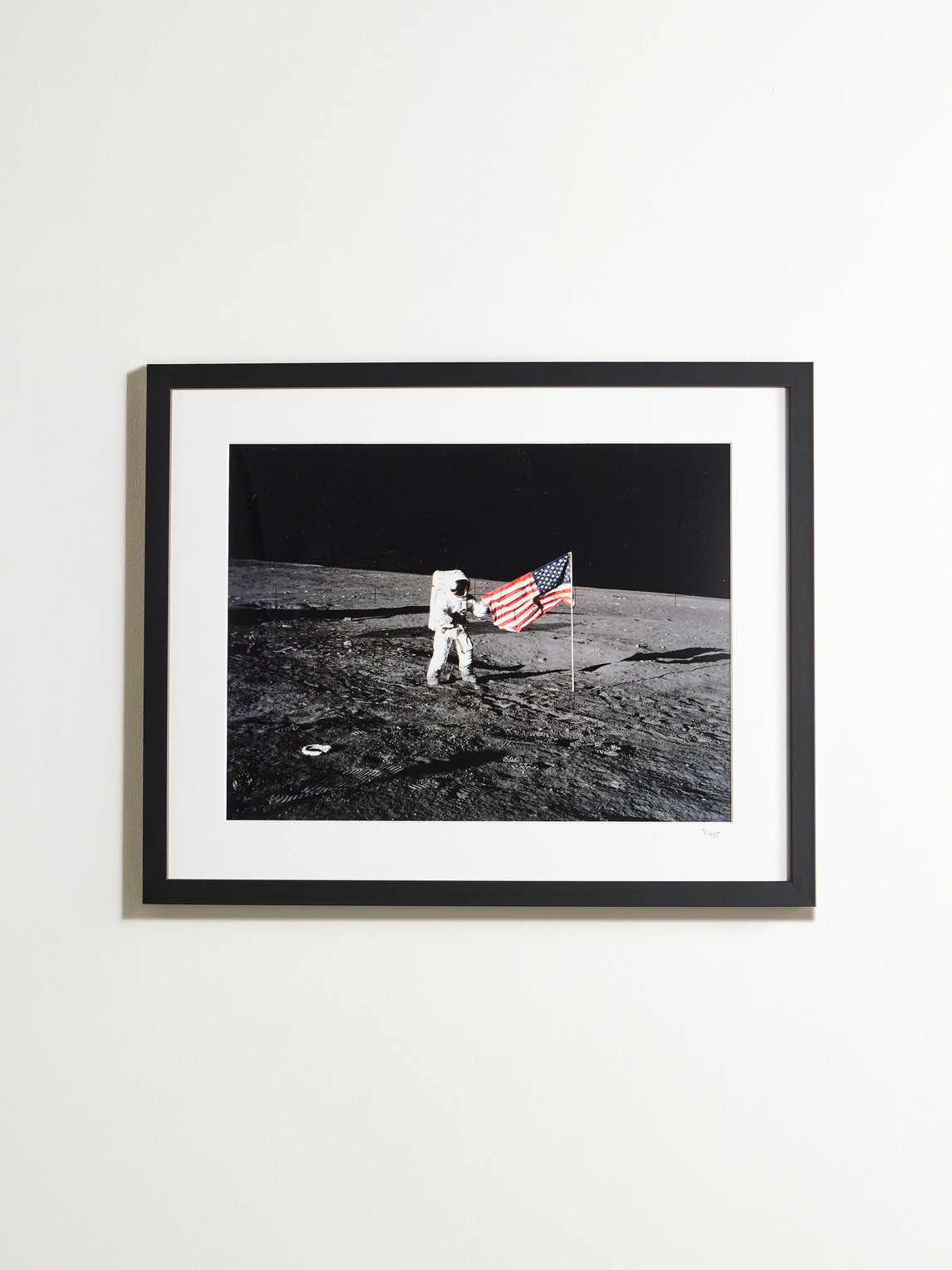 Framed 1969 Apollo 12, Adjusting The Flag Print, 16" x 20"