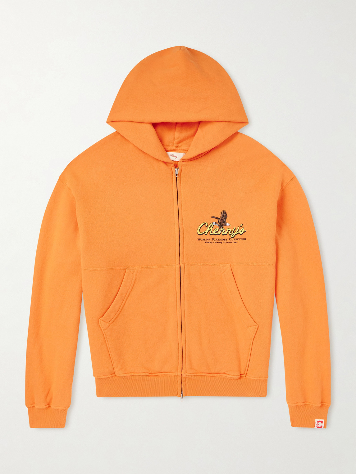 Cherry Los Angeles Logo-print Cotton-jersey Zip-up Hoodie In Orange