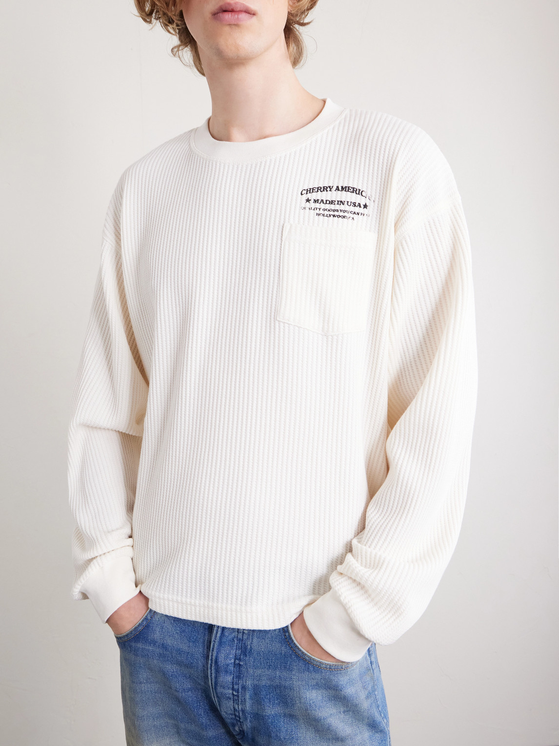  Cherry Los Angeles - Ranch Wear Printed Thermal Waffle-knit Cotton-blend T-shirt - Men - Neutrals - M 
