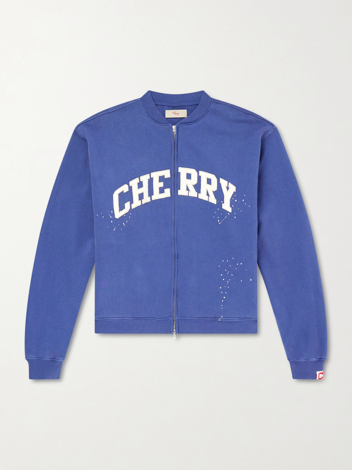 Cherry Los Angeles Logo-appliquéd Cotton-jersey Zip-up Sweatshirt In Blue