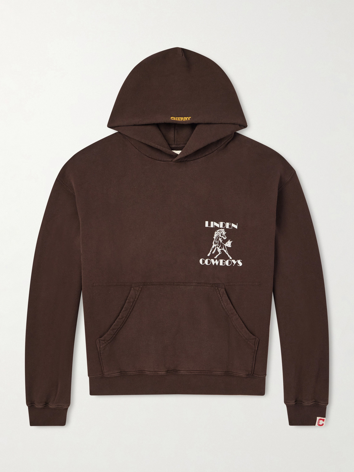 Cherry Los Angeles Cowboys Logo-embroidered Printed Cotton-jersey Hoodie In Brown
