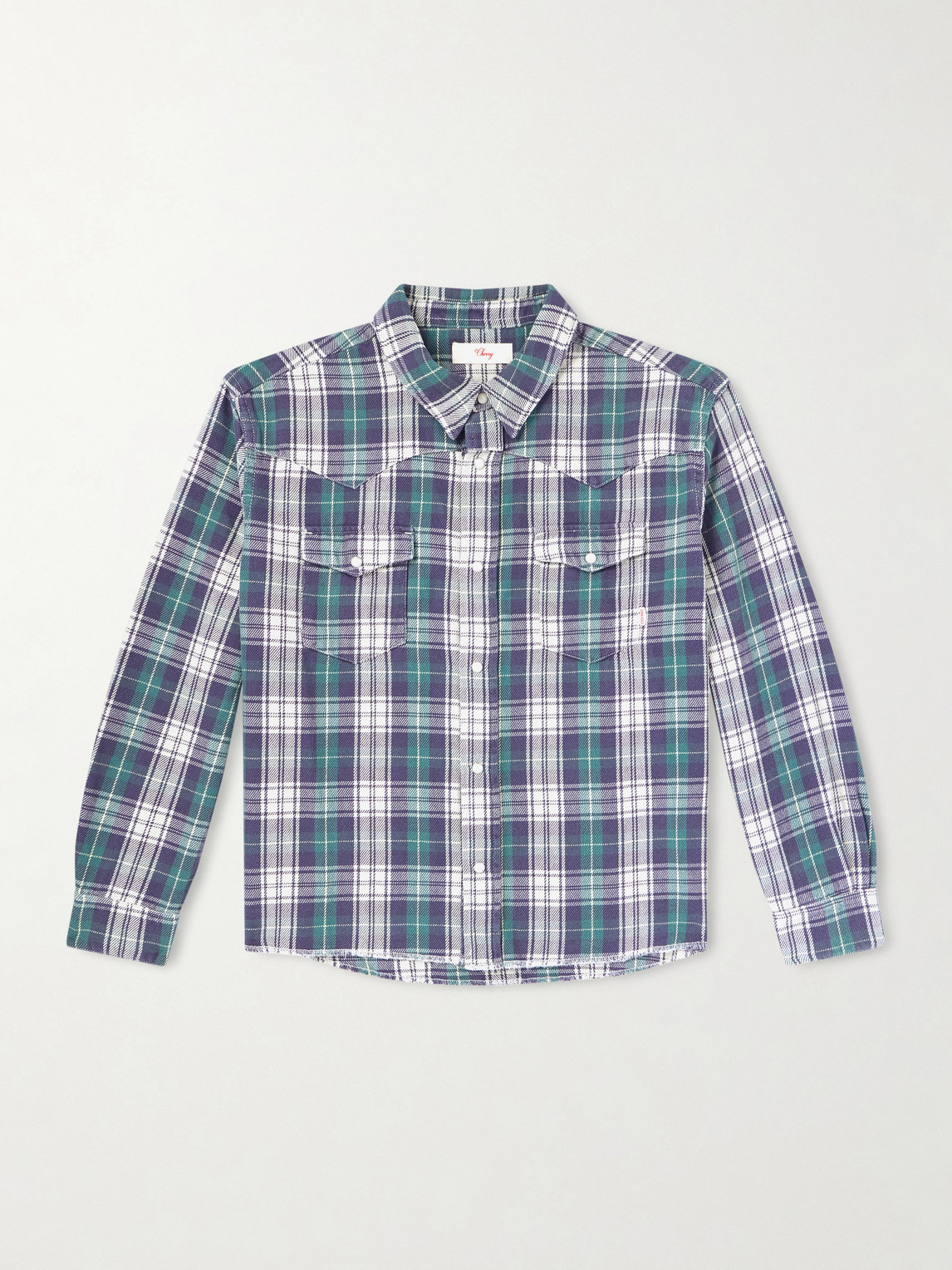 Cherry Los Angeles Cropped Checked Cotton-flannel Shirt In Multi