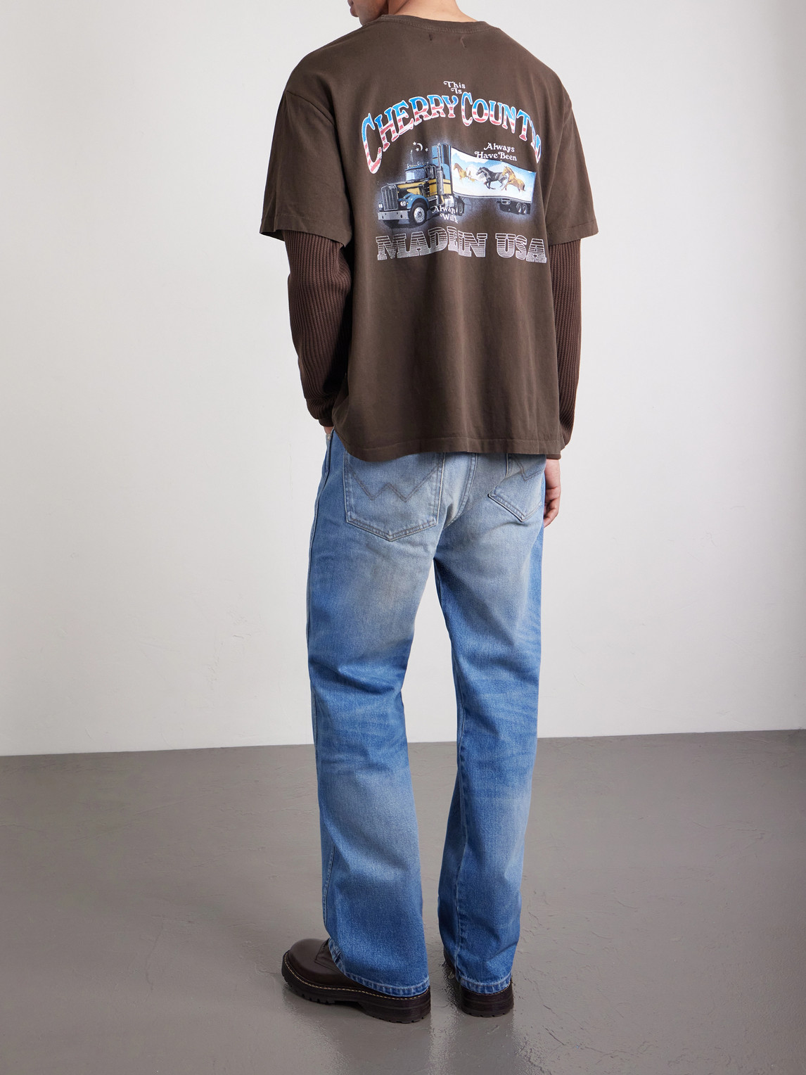  Cherry Los Angeles - Country Road Logo-print Layered Thermal Cotton-jersey T-shirt - Men - Brown - Xl 