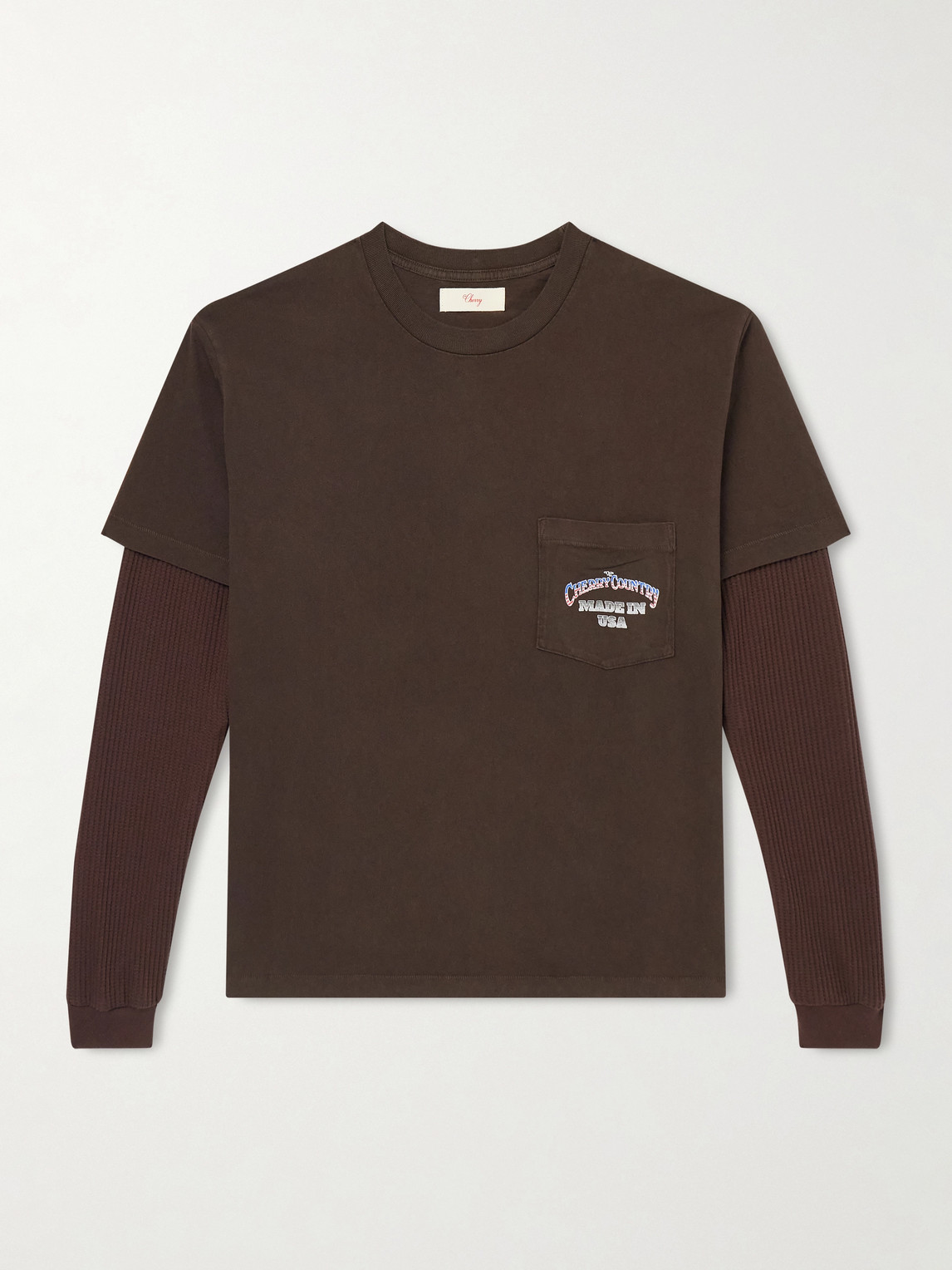 Cherry Los Angeles Country Road Logo-print Layered Thermal Cotton-jersey T-shirt In Brown