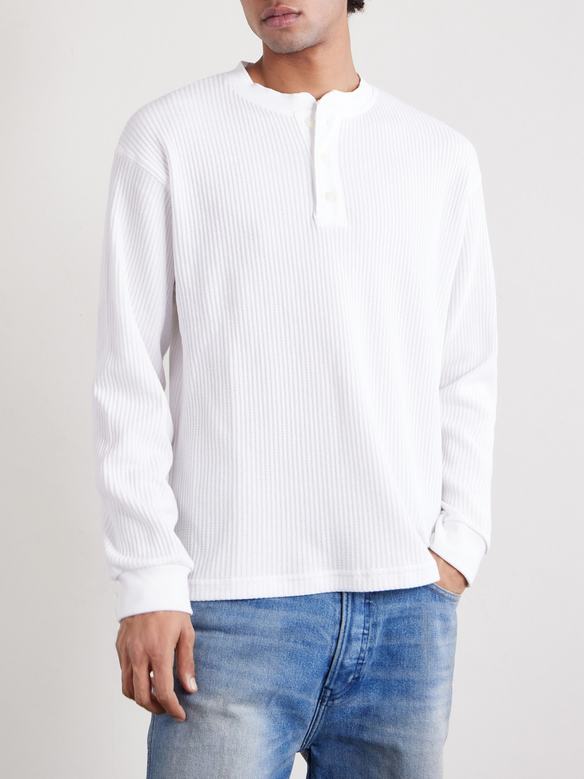  Cherry Los Angeles - Chevron Thermal Logo-appliquéd Ribbed Cotton-blend Jersey T-shirt - Men - White - Xs 