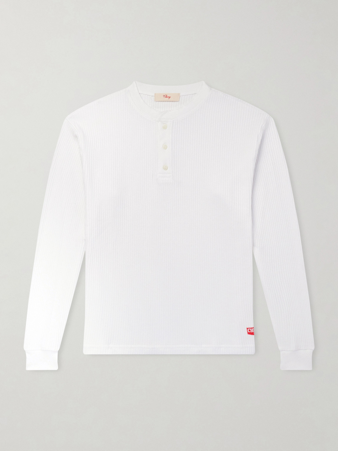 Cherry Los Angeles Chevron Thermal Logo-appliquéd Ribbed Cotton-blend Jersey T-shirt In White