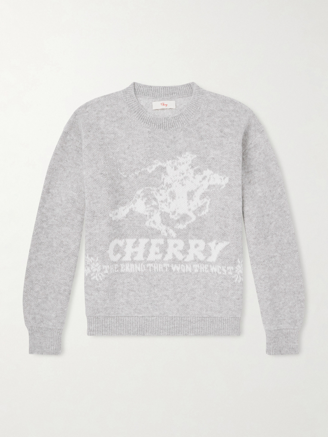Cherry Los Angeles Won The West Jacquard-knit Alpaca-blend Sweater In Gray