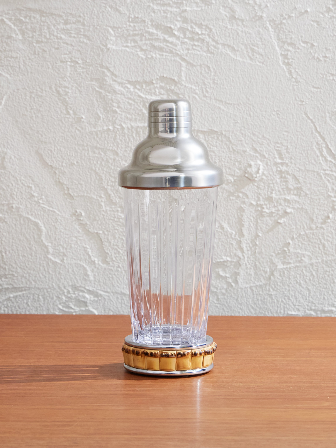 Glass, Bamboo and Stainless Steel Cocktail Shaker