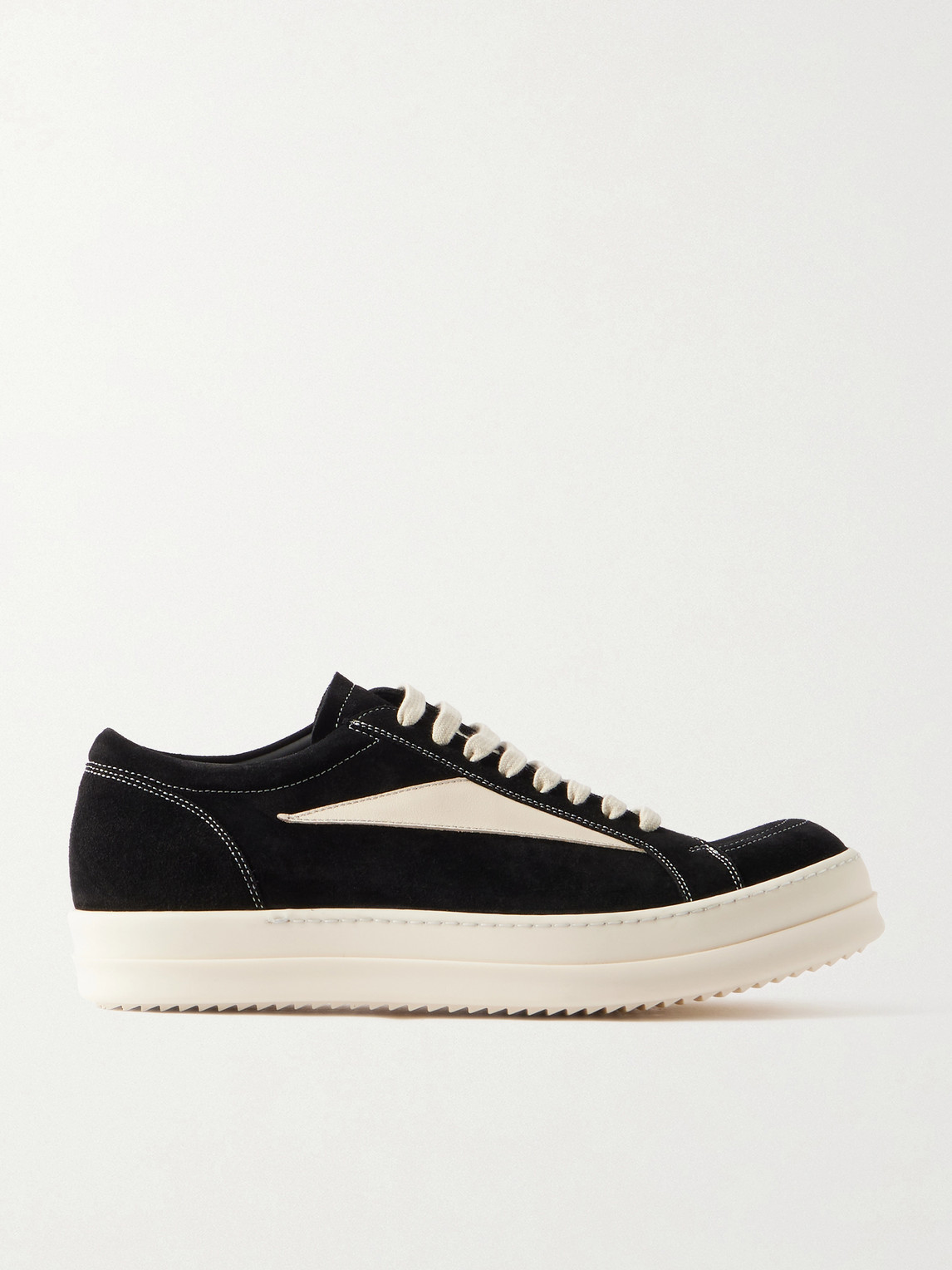 Rick Owens Full-Grain Leather-Trimmed Suede Sneakers EU 40.5