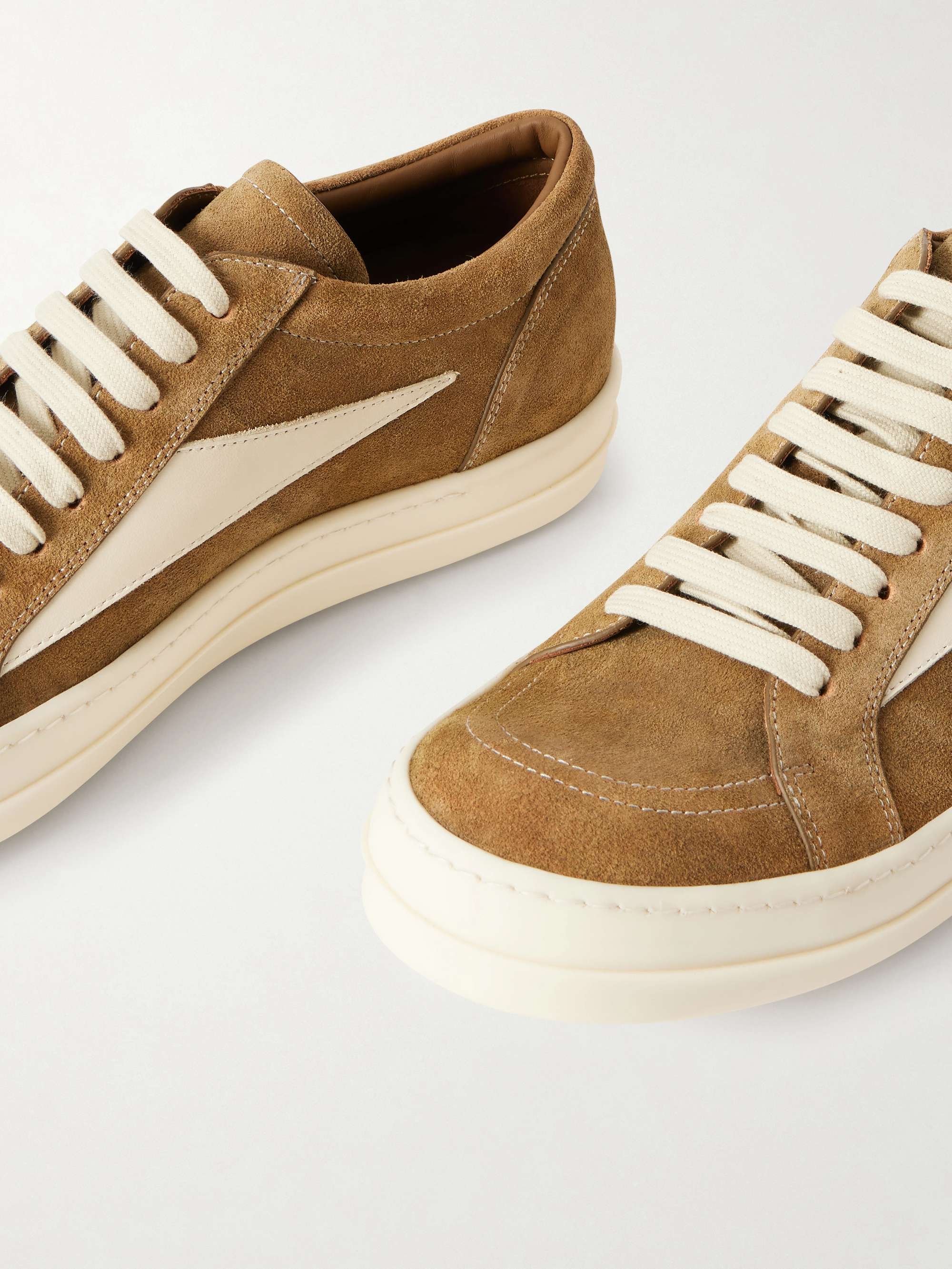 RICK OWENS Vintage Full-Grain Leather-Trimmed Suede Sneakers for