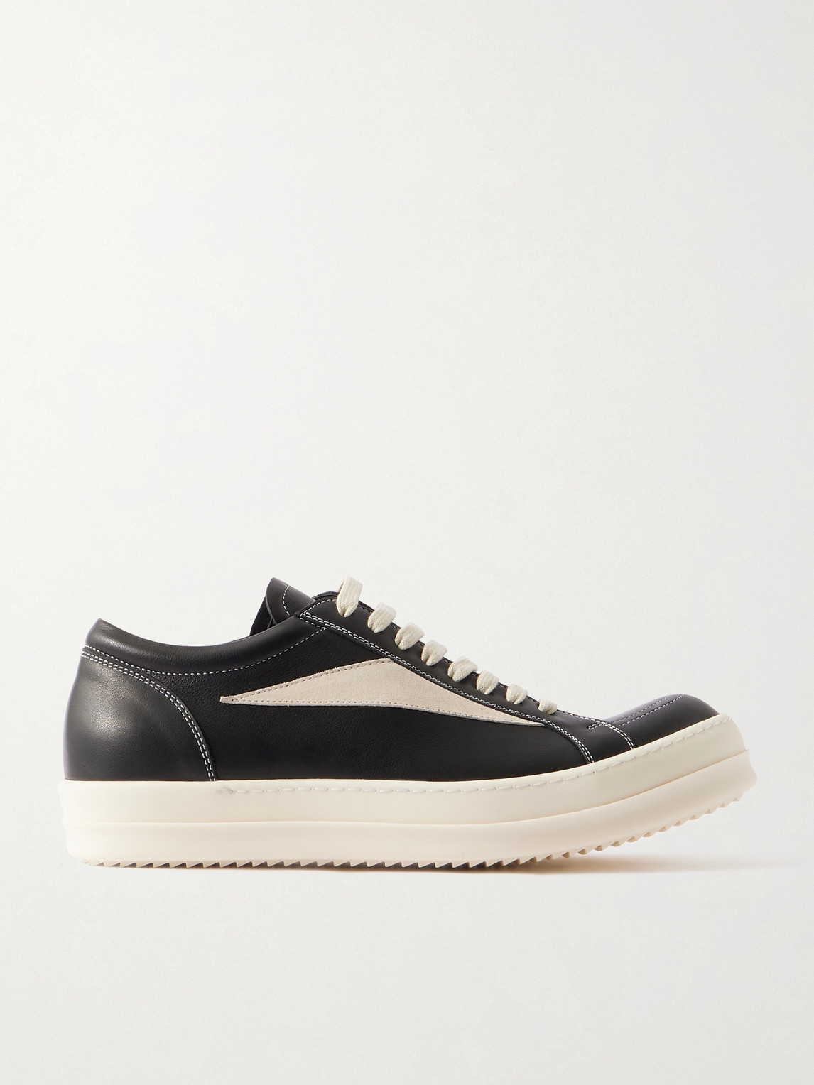 Rick Owens Suede-Trimmed Leather Sneakers EU 45