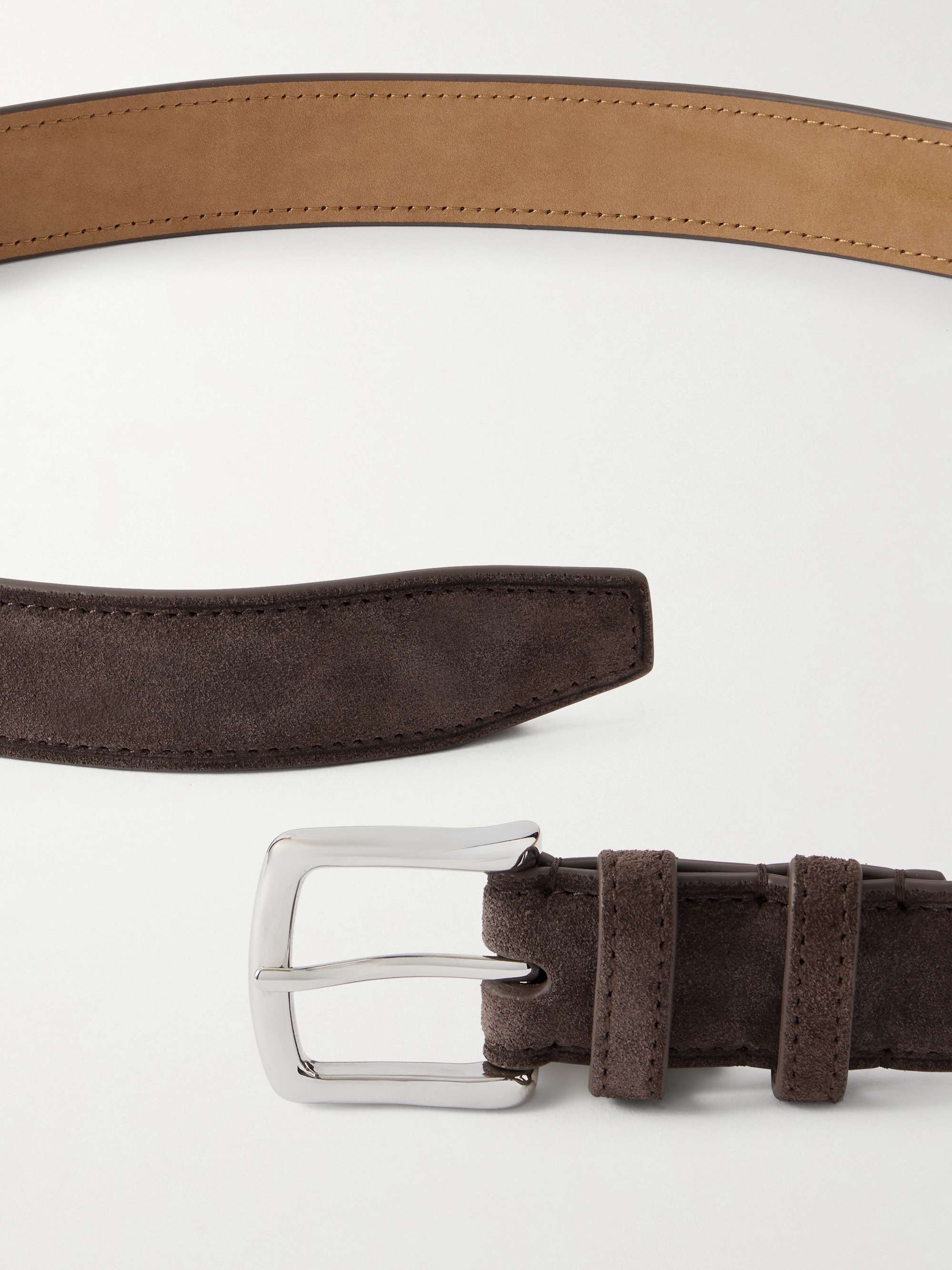 GEORGE CLEVERLEY 3.5cm Brown 1786 Russian Hide Vegetable-Tanned Cross-Grain Leather Belt
