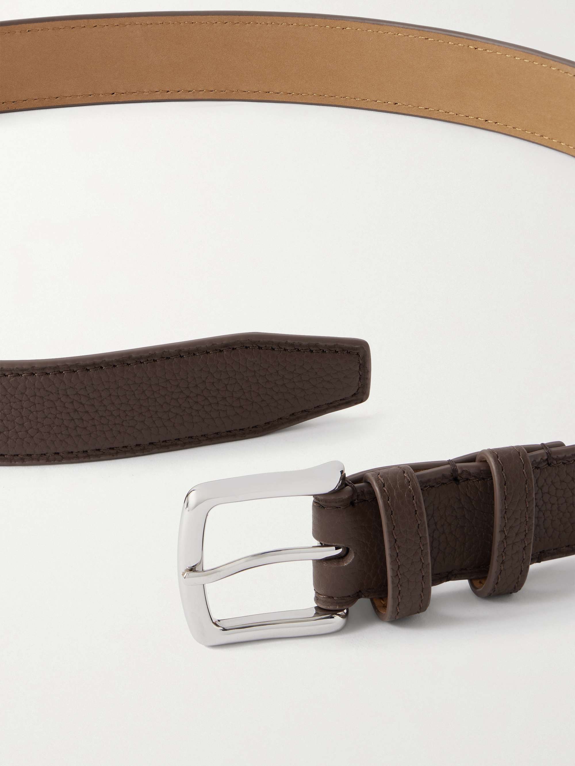 GEORGE CLEVERLEY 3.5cm Brown 1786 Russian Hide Vegetable-Tanned Cross-Grain Leather Belt