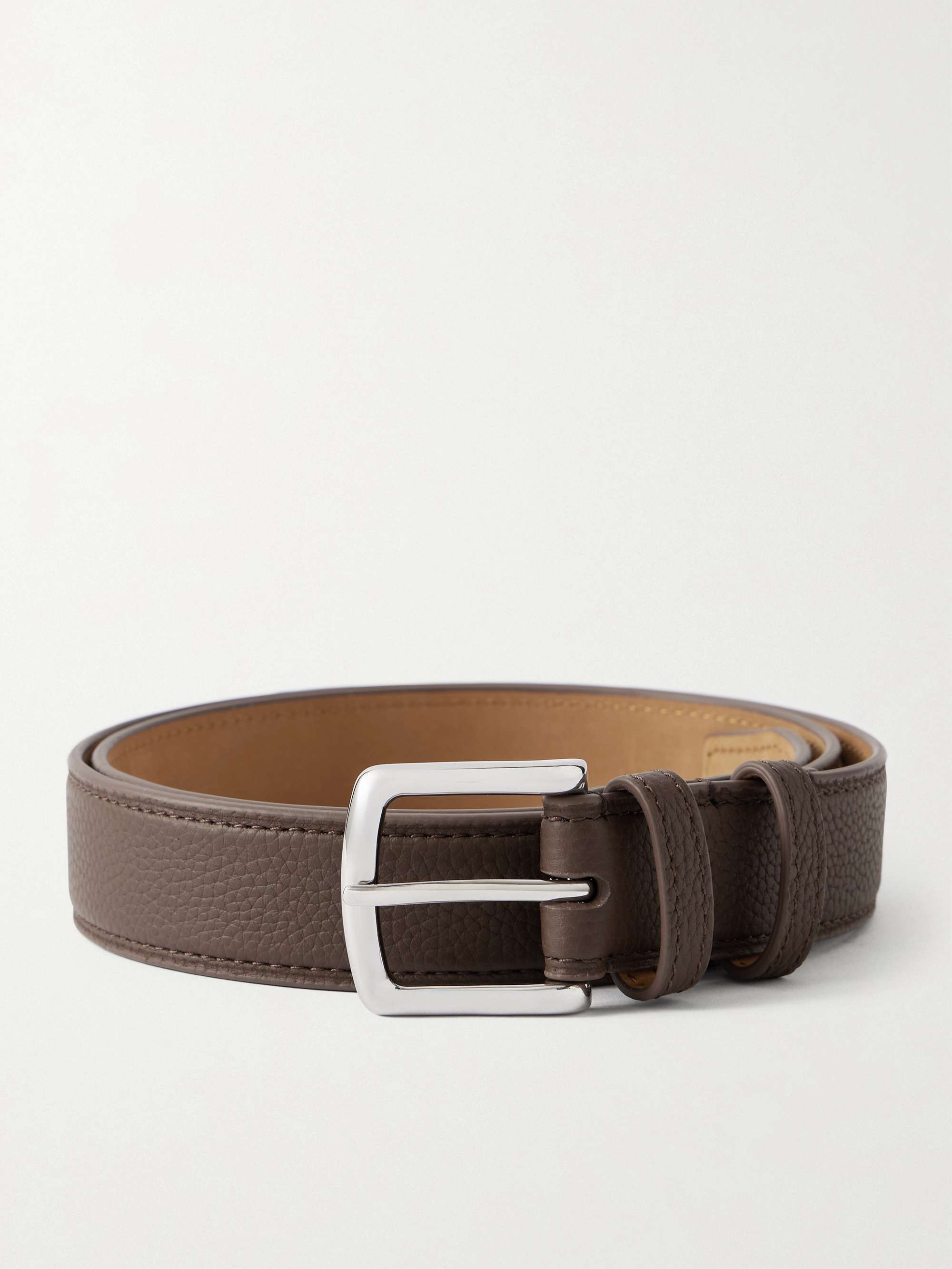 GEORGE CLEVERLEY 3.5cm Brown 1786 Russian Hide Vegetable-Tanned Cross-Grain Leather Belt