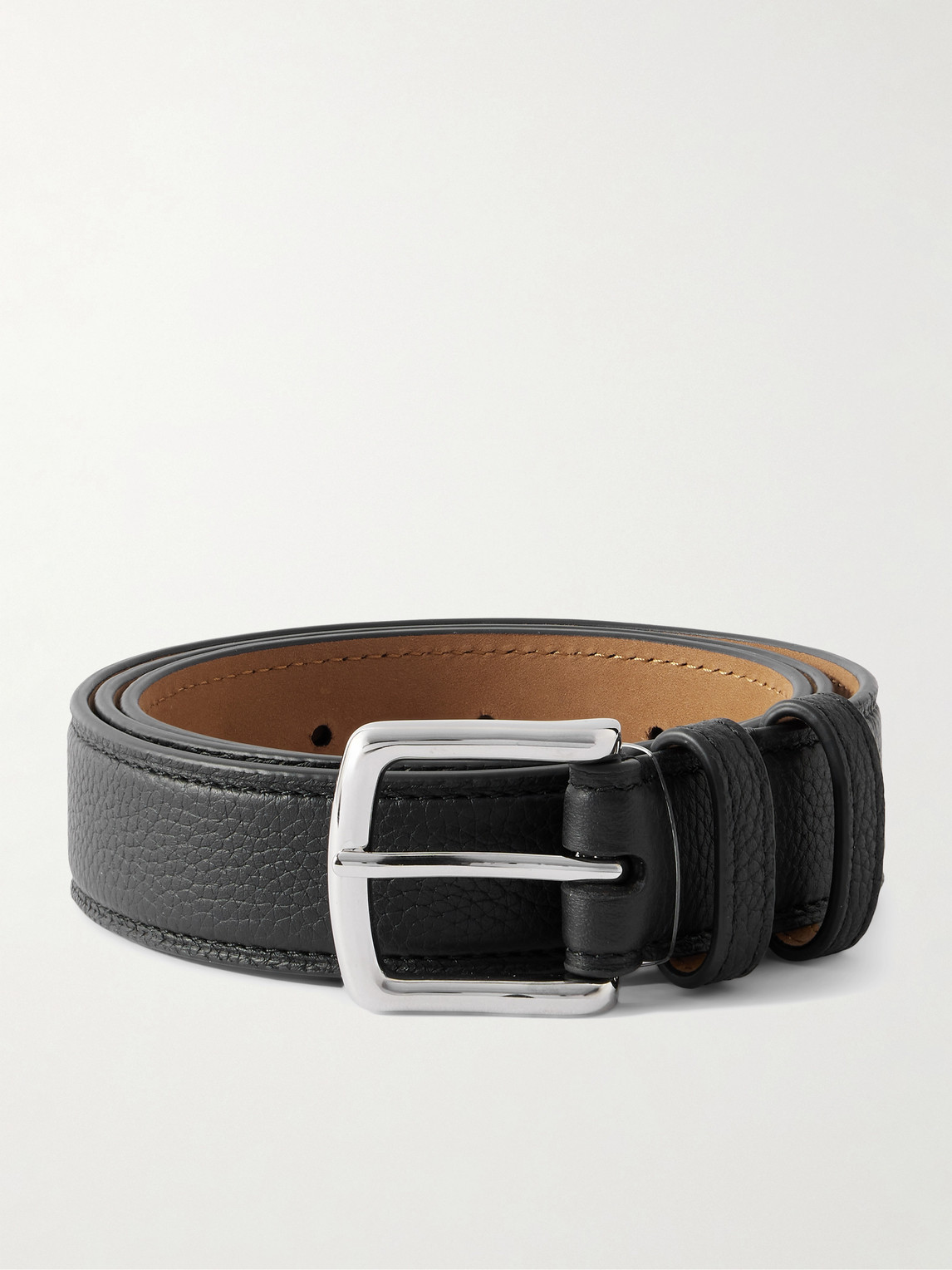 George Cleverley 3cm Full-grain Leather Belt In Black