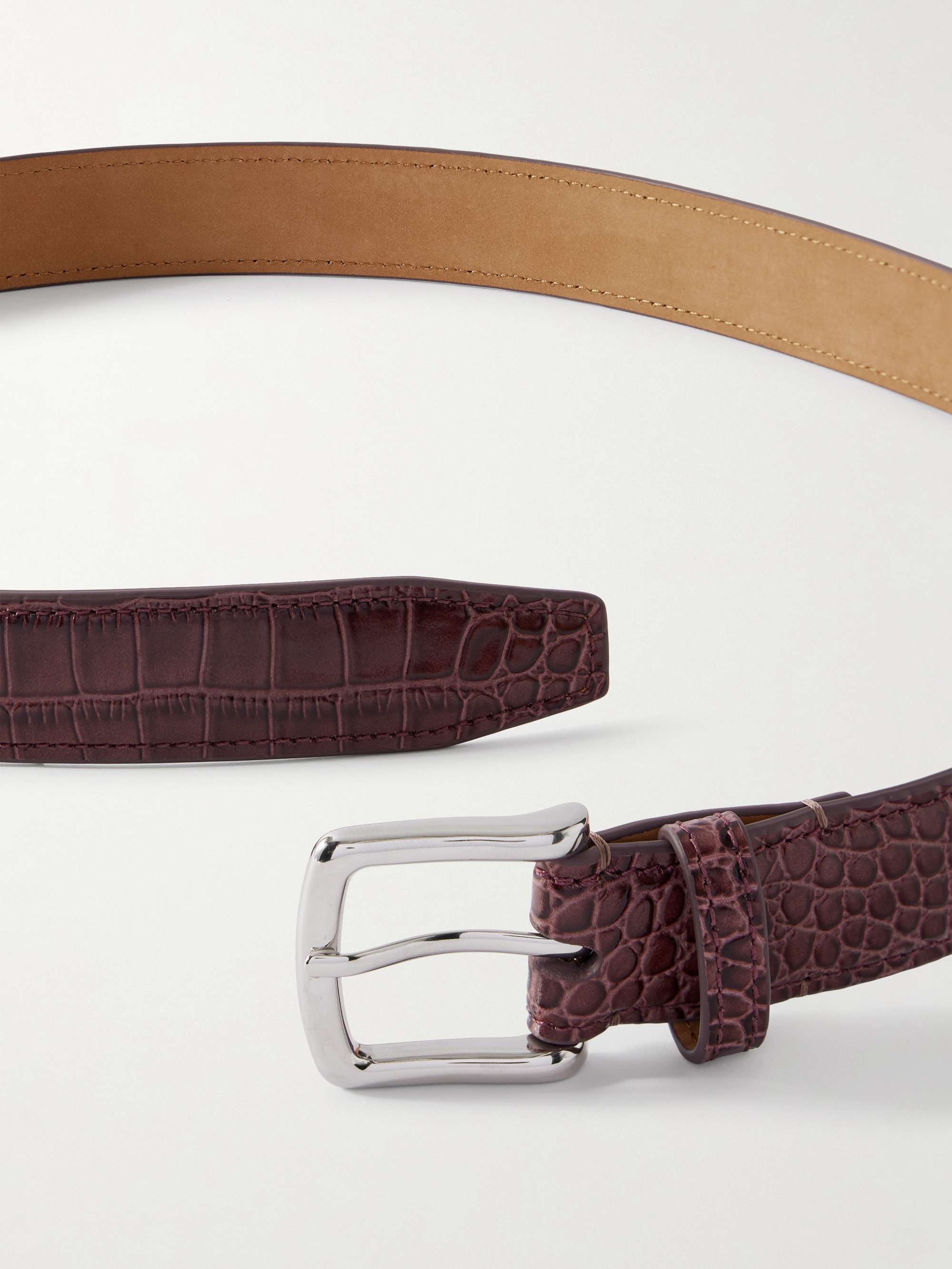 GEORGE CLEVERLEY 3.5cm Brown 1786 Russian Hide Vegetable-Tanned Cross-Grain Leather Belt