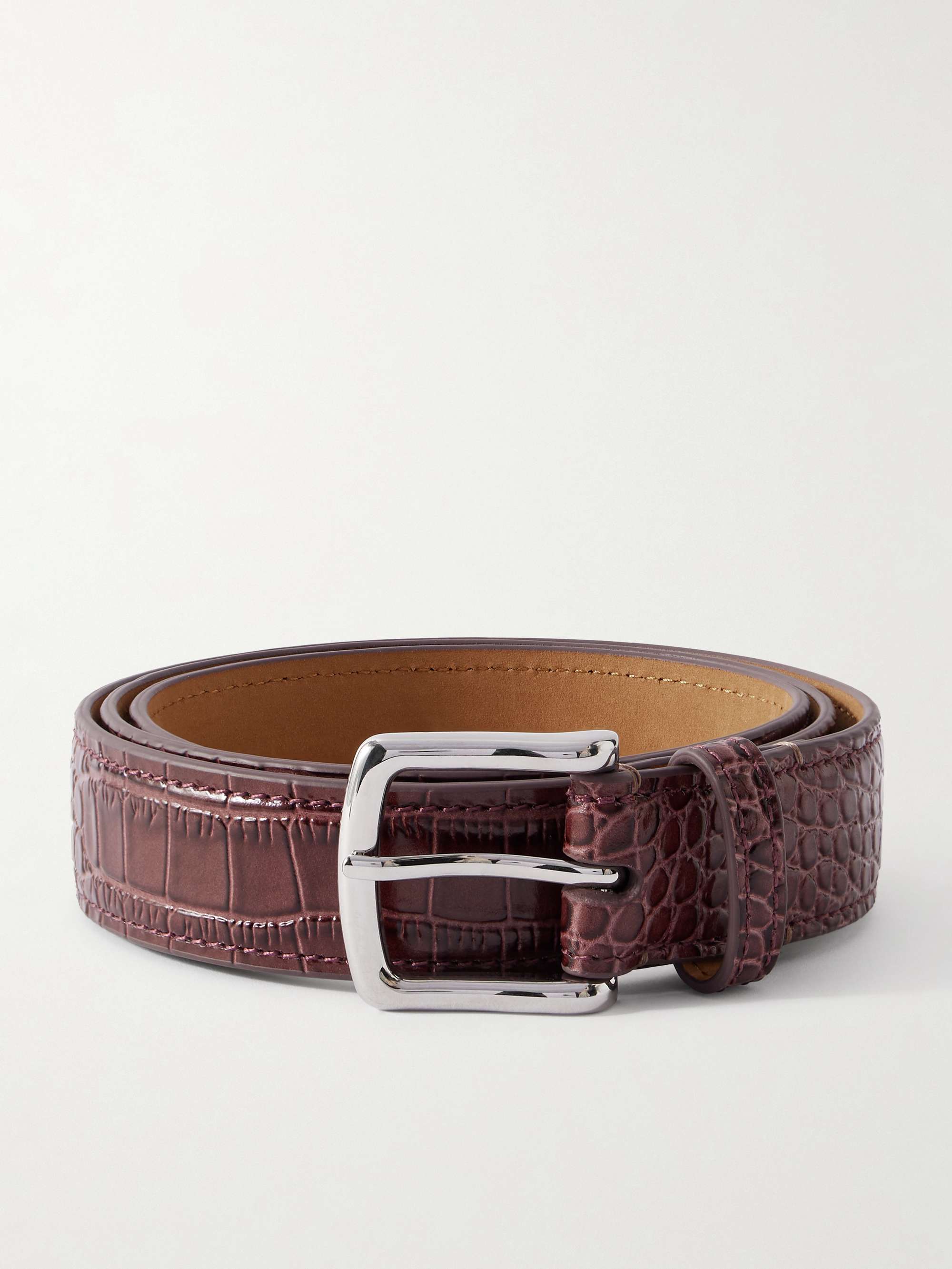 GEORGE CLEVERLEY 3.5cm Brown 1786 Russian Hide Vegetable-Tanned Cross-Grain Leather Belt