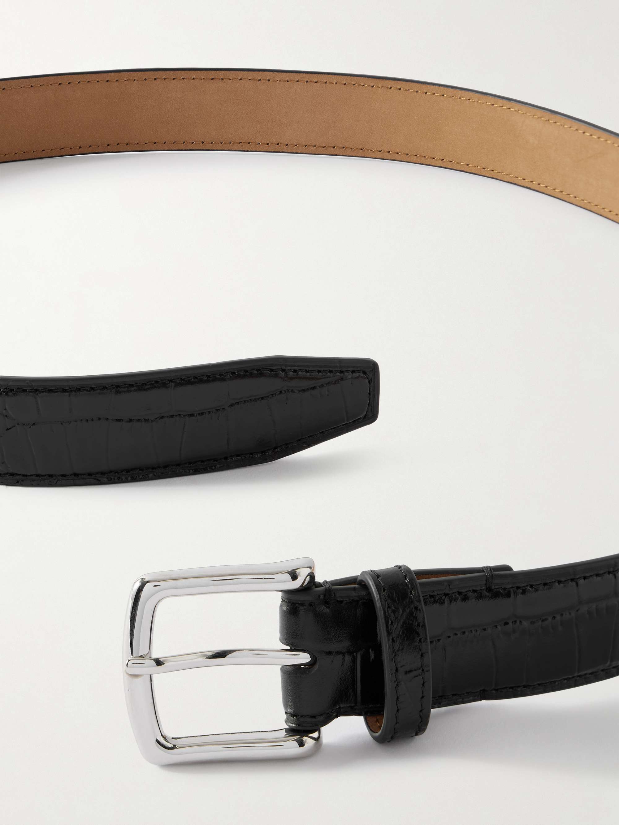 GEORGE CLEVERLEY 3.5cm Brown 1786 Russian Hide Vegetable-Tanned Cross-Grain Leather Belt