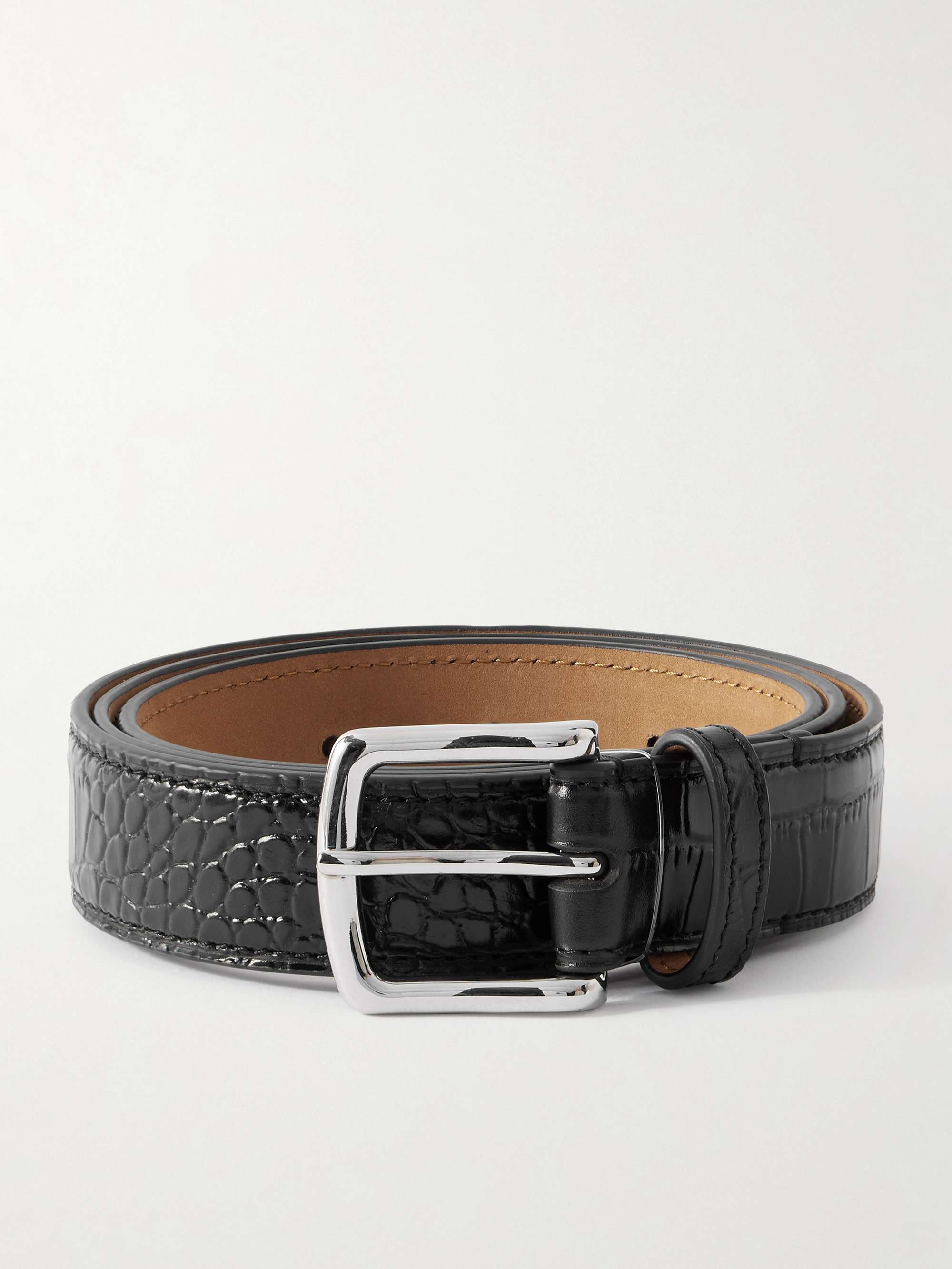 GEORGE CLEVERLEY 3.5cm Brown 1786 Russian Hide Vegetable-Tanned Cross-Grain Leather Belt