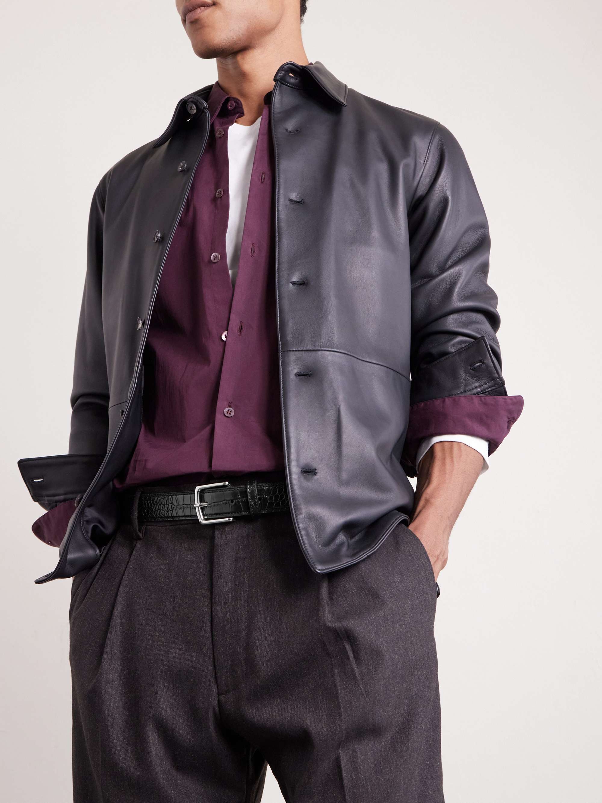 GEORGE CLEVERLEY 3.5cm Brown 1786 Russian Hide Vegetable-Tanned Cross-Grain Leather Belt