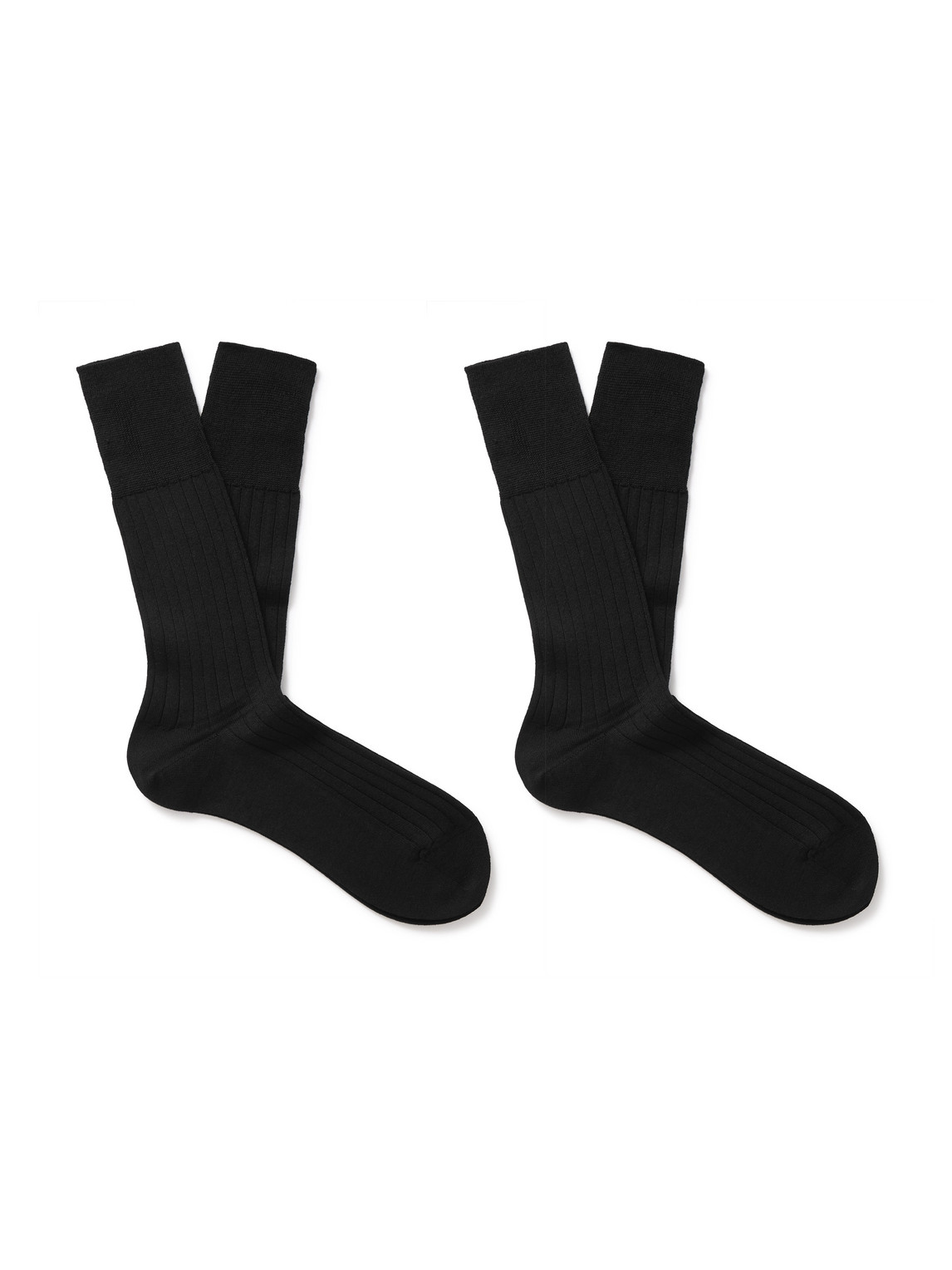 Falke Finest Two-pack Ribbed Cashmere-blend Socks In Black