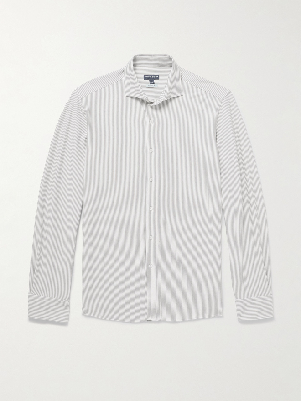 Peter Millar Excursionist Flex Slim-fit Striped Cotton-blend Shirt In White