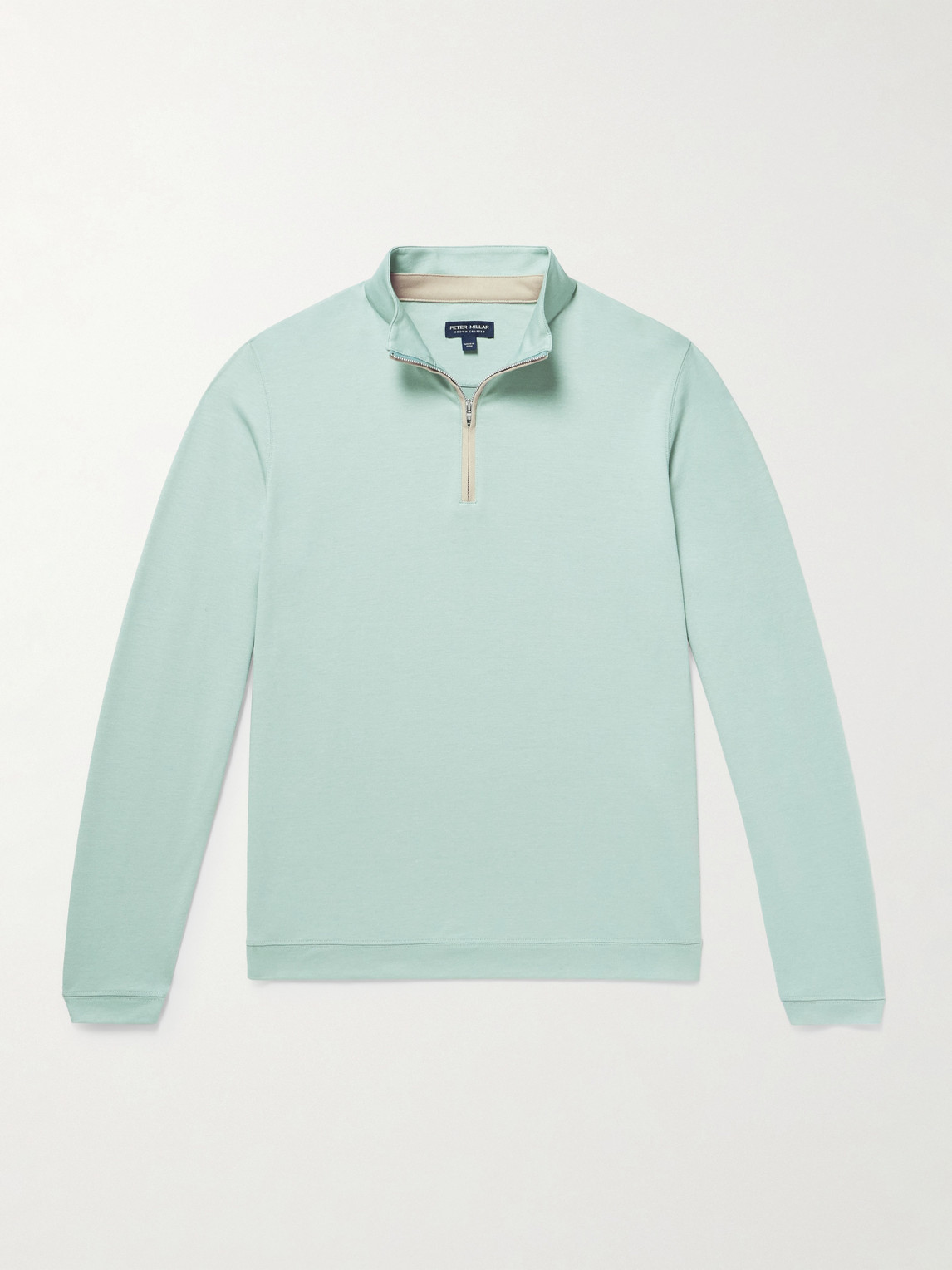 Peter Millar Albatross Piqué Half-zip Sweater In Green