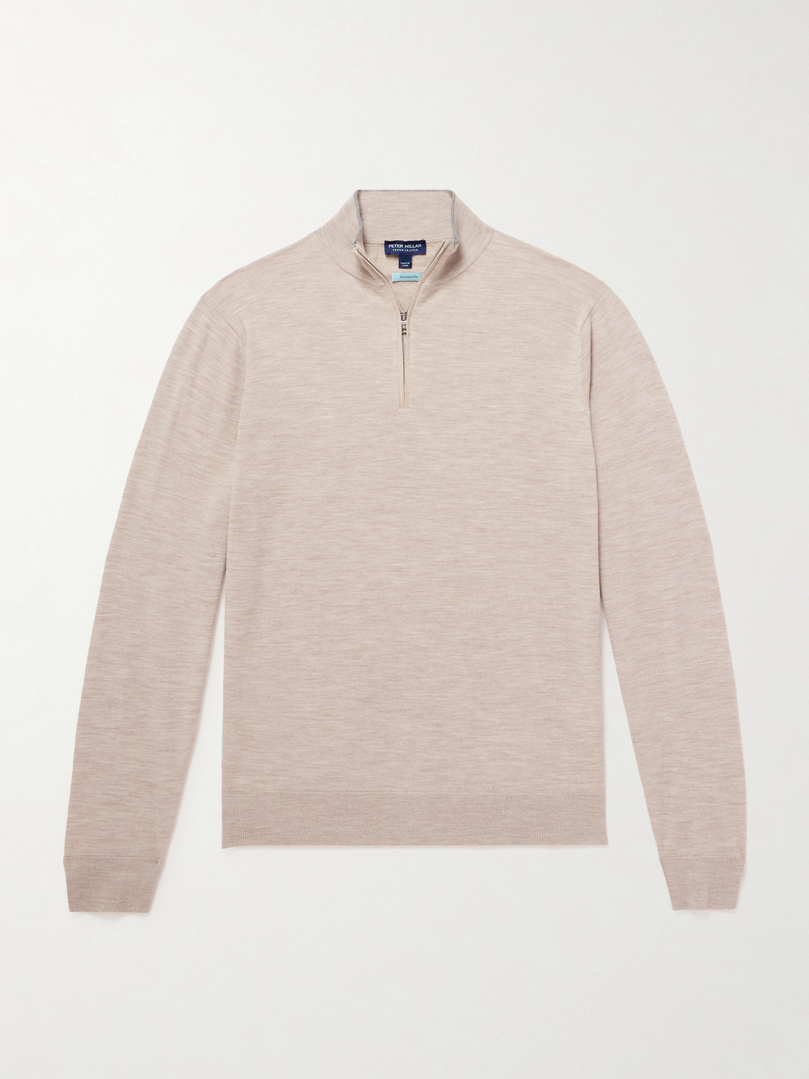 Peter Millar Excursionist Flex Merino Wool-blend Half-zip Sweater In Neutral