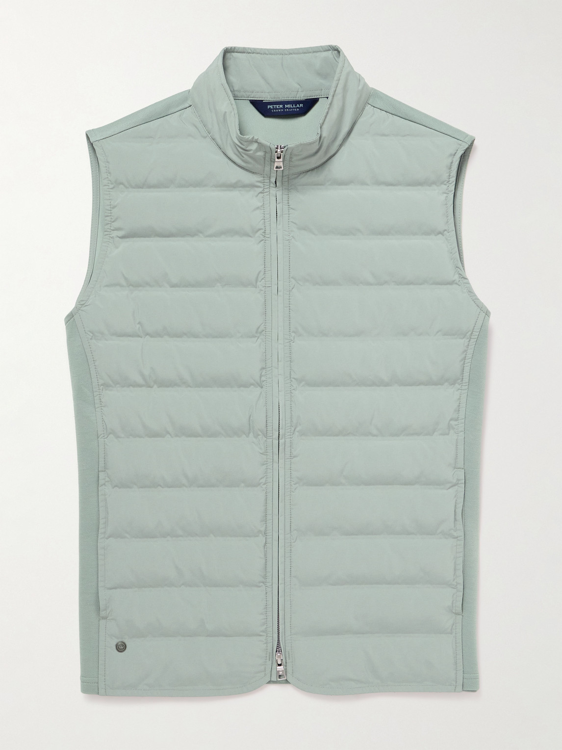 Peter Millar Winsome Hybrid Quilted Striped Shell And Piqué Gilet In Green
